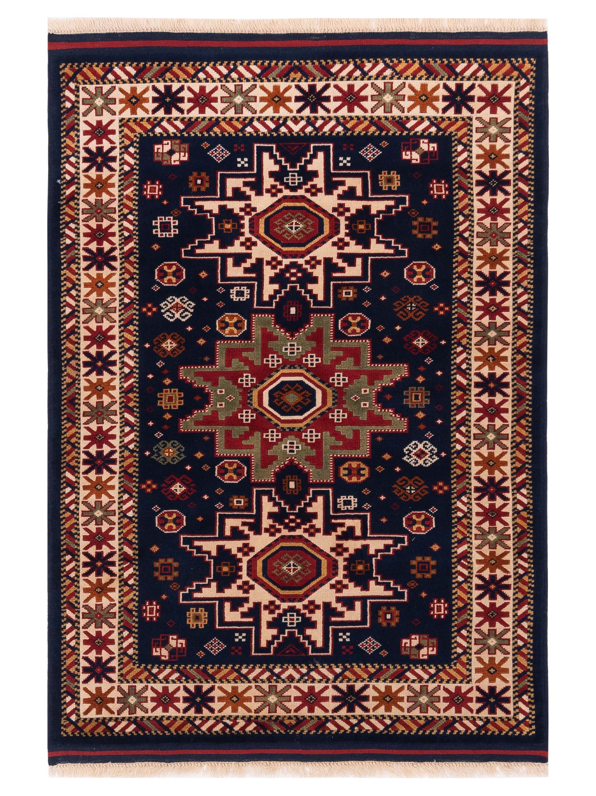 Pasha Turkish Shirwan  Navy Ivory Traditional