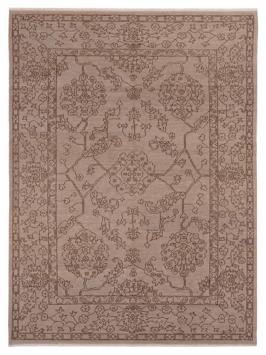 Defne Emerald Beige Beige  6x9 Hand Knotted Rug