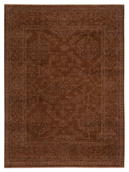 Defne Ruby Brown Silver  8.2x9.11 Hand Knotted Rug