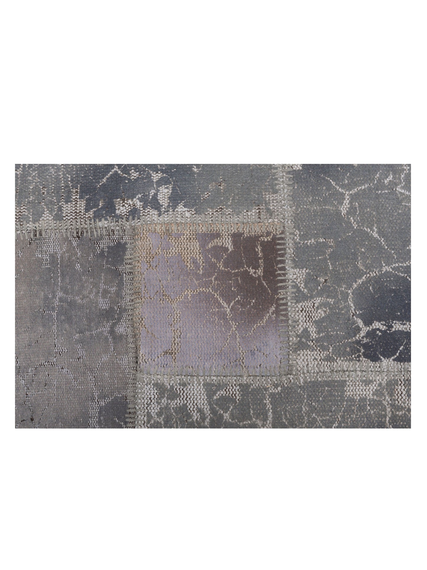 Turkish Vestige Patchwork 129786 Gray 9.10x13.2 Hand Knotted Rug