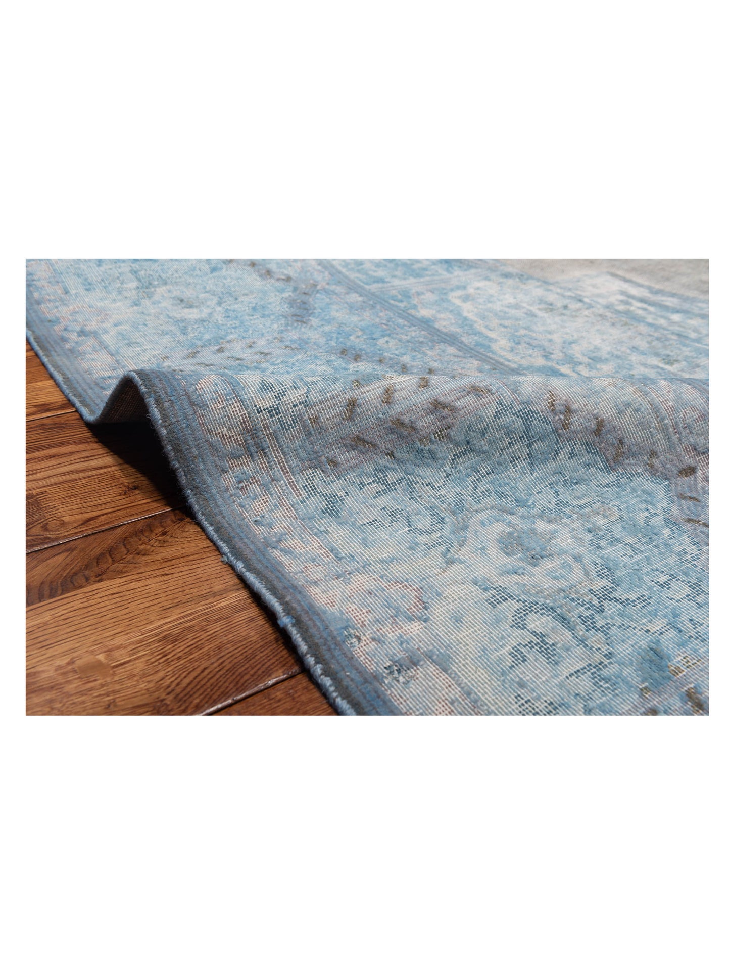 Vintage 130333 Blue Blue 9.7x13.7 Hand Knotted Rug