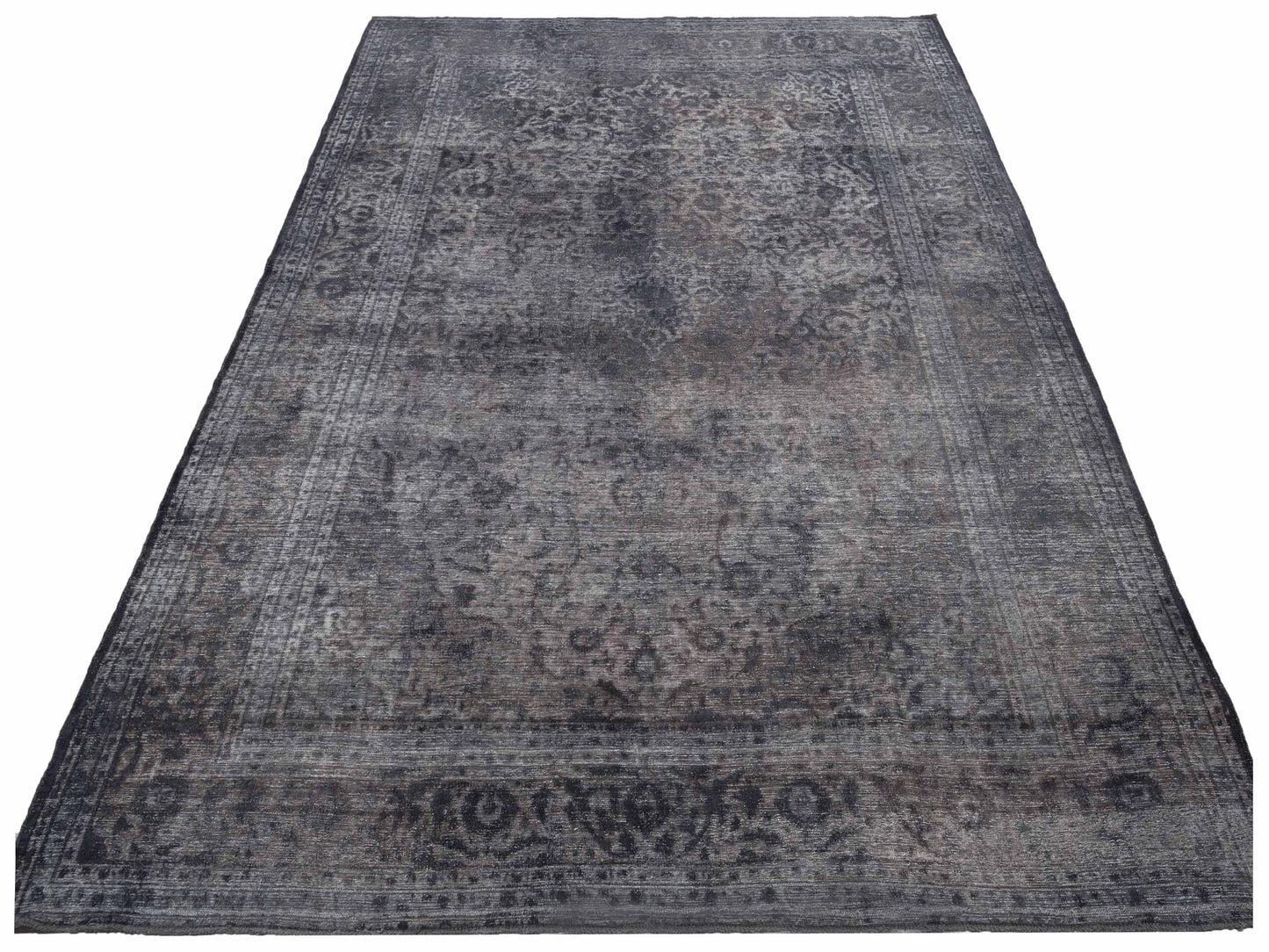 Vintage 130338 Dark Gray 9.9x13.2 Hand Knotted Rug