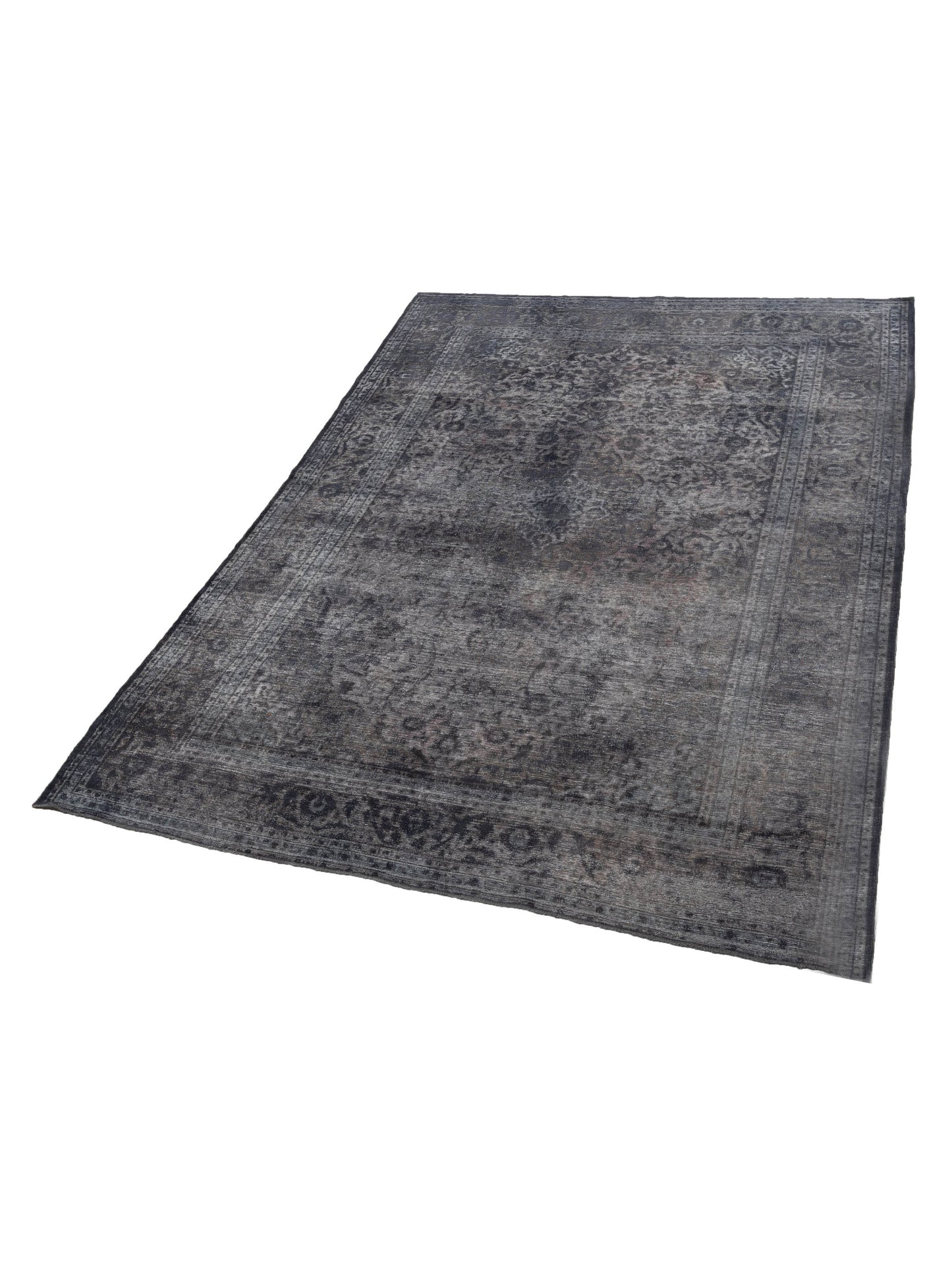 Vintage 130338 Dark Gray 9.9x13.2 Hand Knotted Rug