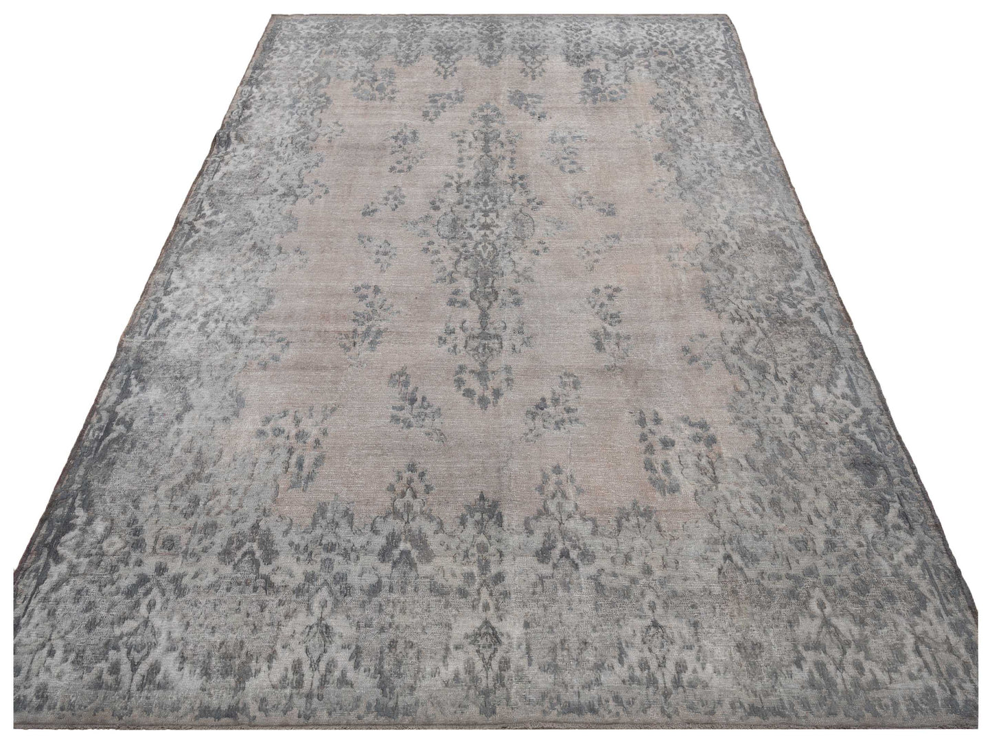 Vintage 130348 Light Gray 9.10x13.6 Hand Knotted Rug