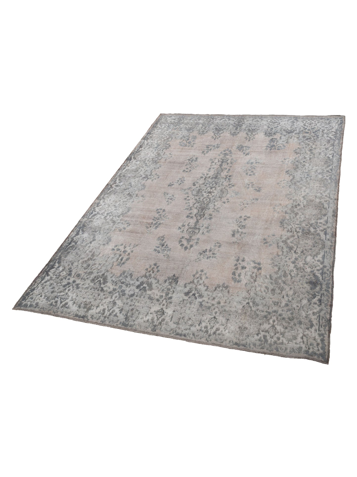 Vintage 130348 Light Gray 9.10x13.6 Hand Knotted Rug