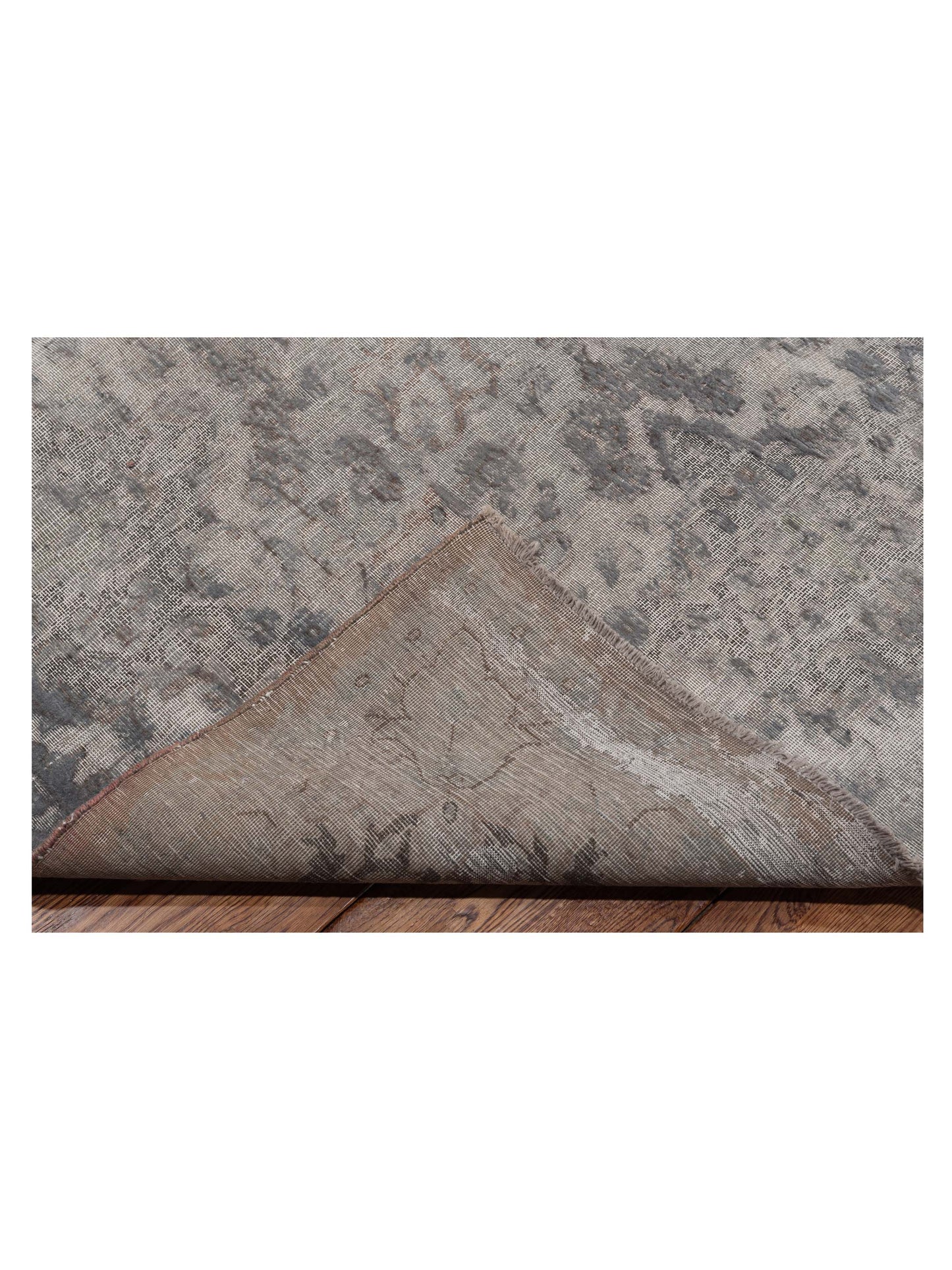 Vintage 130348 Light Gray 9.10x13.6 Hand Knotted Rug