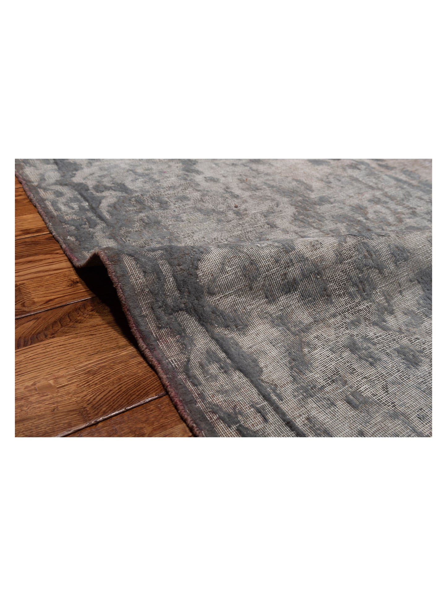 Vintage 130348 Light Gray 9.10x13.6 Hand Knotted Rug