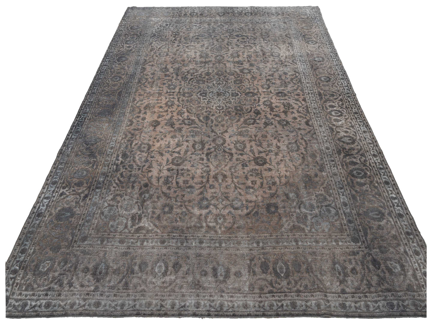 Vintage 130358 Dark Gray 10.3x14.1 Hand Knotted Rug