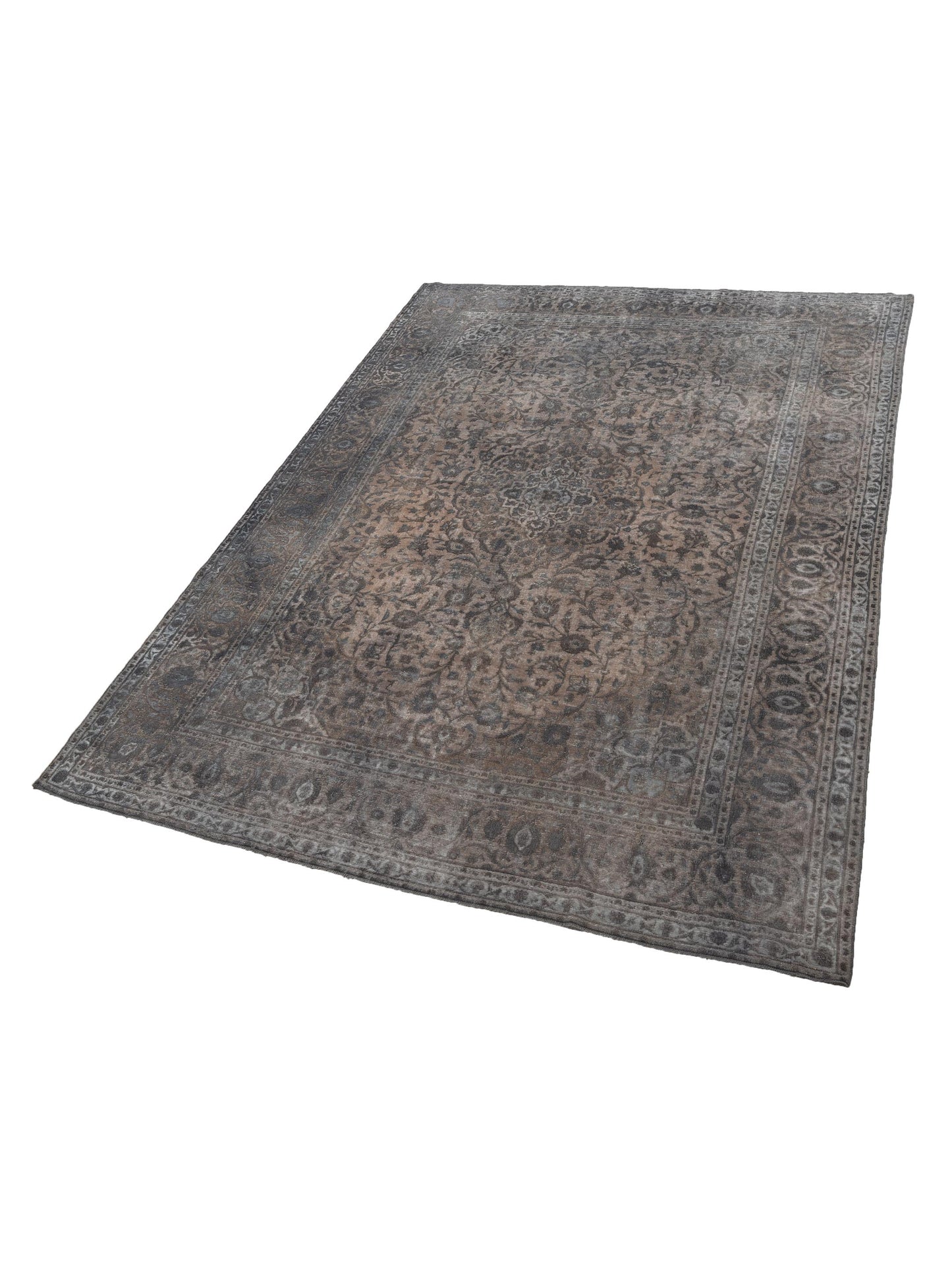 Vintage 130358 Dark Gray 10.3x14.1 Hand Knotted Rug
