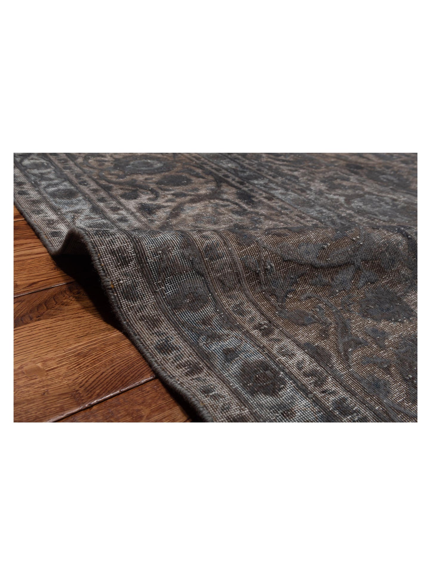 Vintage 130358 Dark Gray 10.3x14.1 Hand Knotted Rug