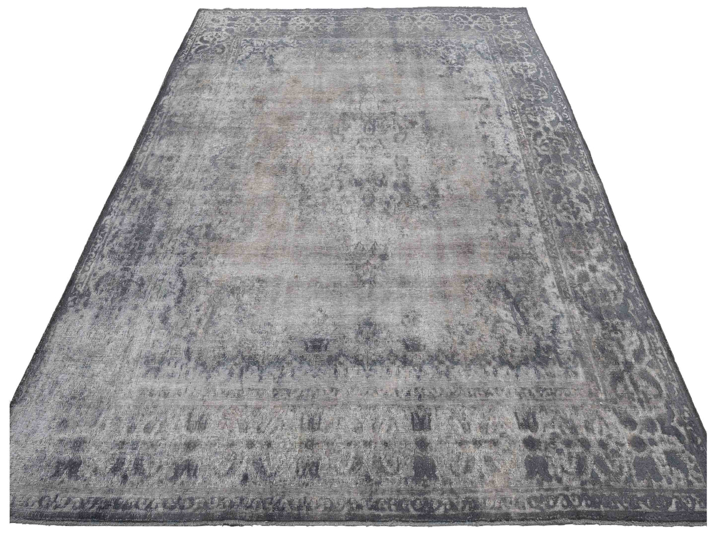 Vintage 130359 Gray 9.11x13.2 Hand Knotted Rug