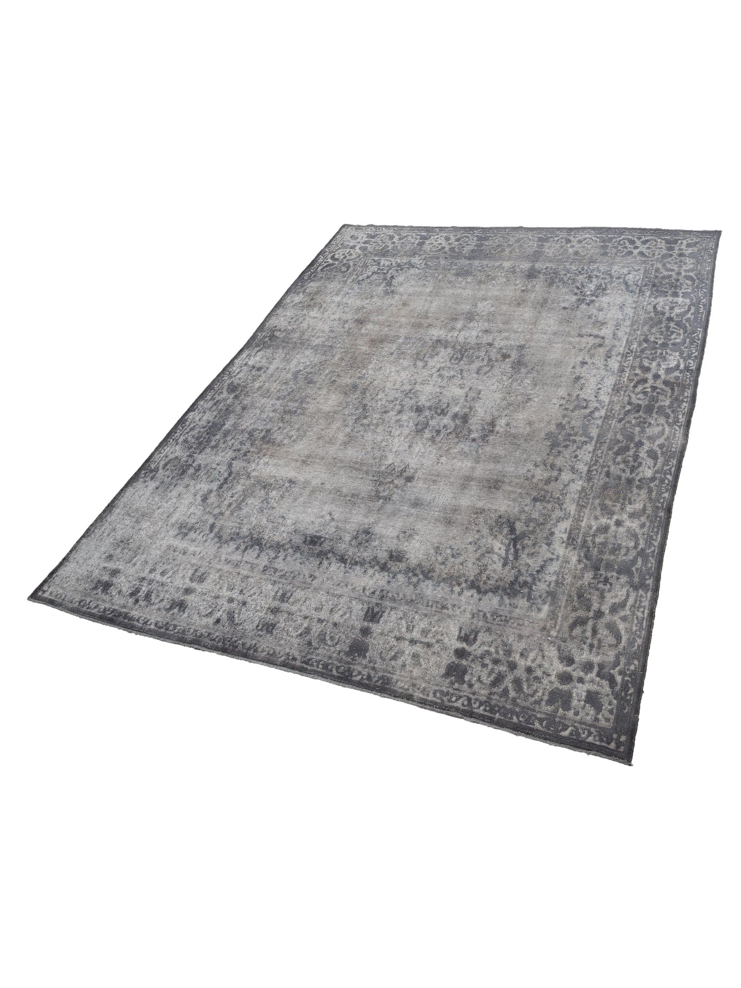 Vintage 130359 Gray 9.11x13.2 Hand Knotted Rug