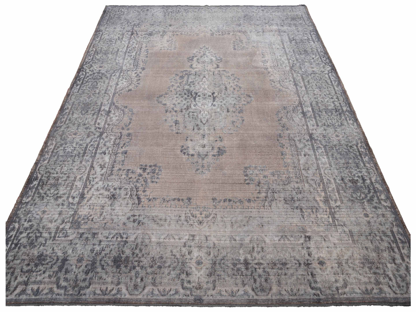 Vintage 130375 Gray 9.10x13.5 Hand Knotted Rug