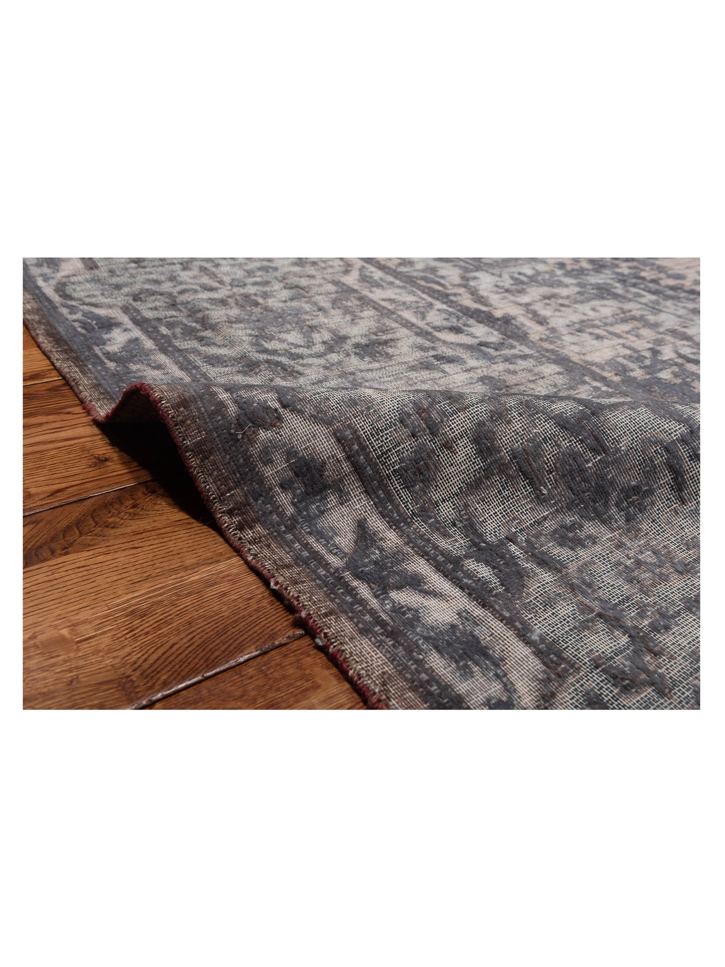 Vintage 130375 Gray 9.10x13.5 Hand Knotted Rug