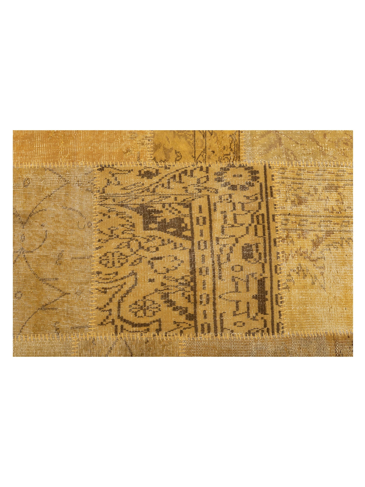 Turkish Vestige Patchwork 130966 Yellow 9x12 Hand Knotted Rug