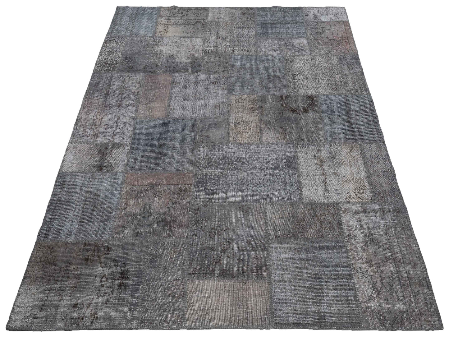 Turkish Vestige Patchwork 130967 Gray 8x10 Hand Knotted Rug