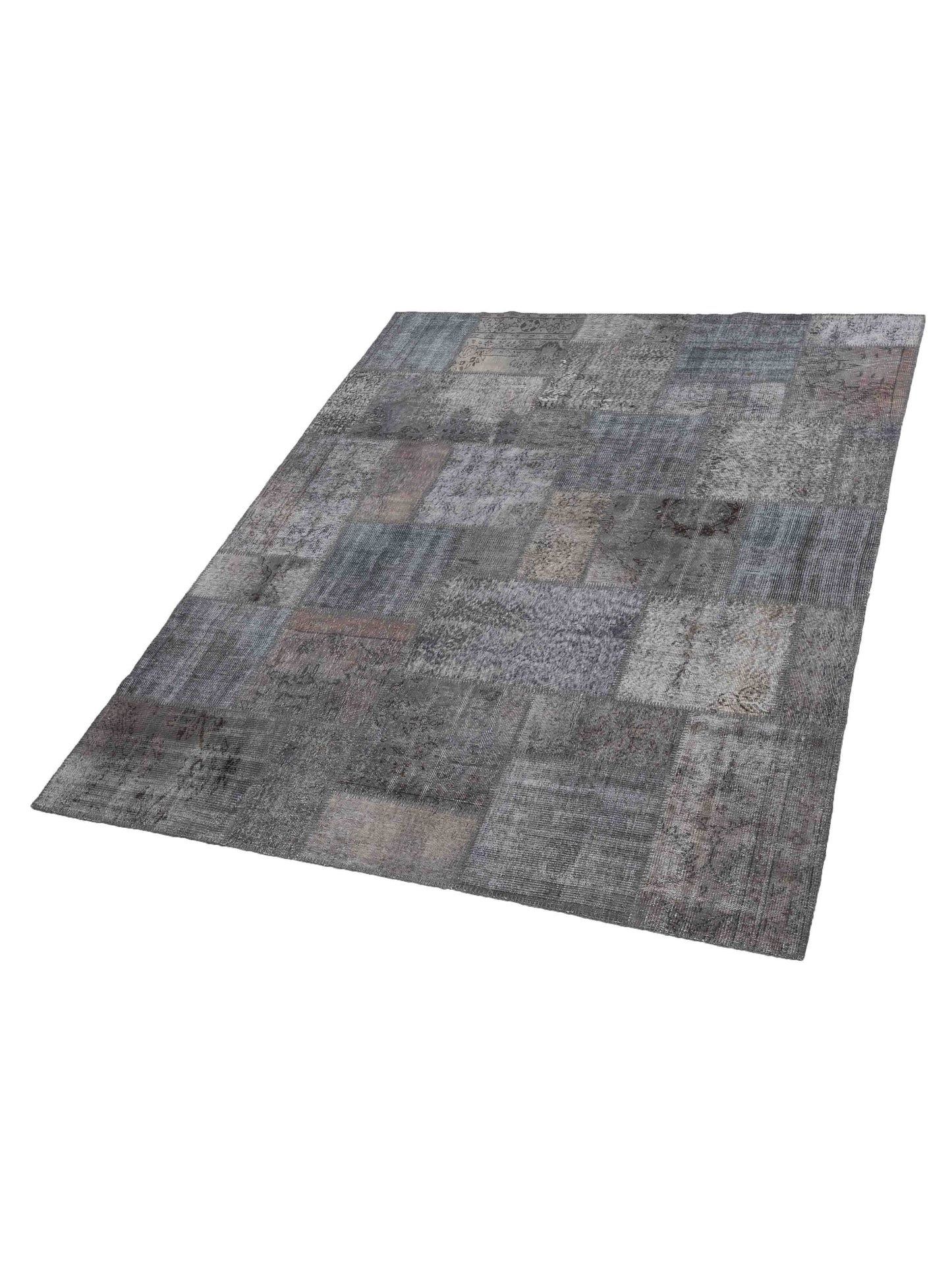Turkish Vestige Patchwork 130967 Gray 8x10 Hand Knotted Rug