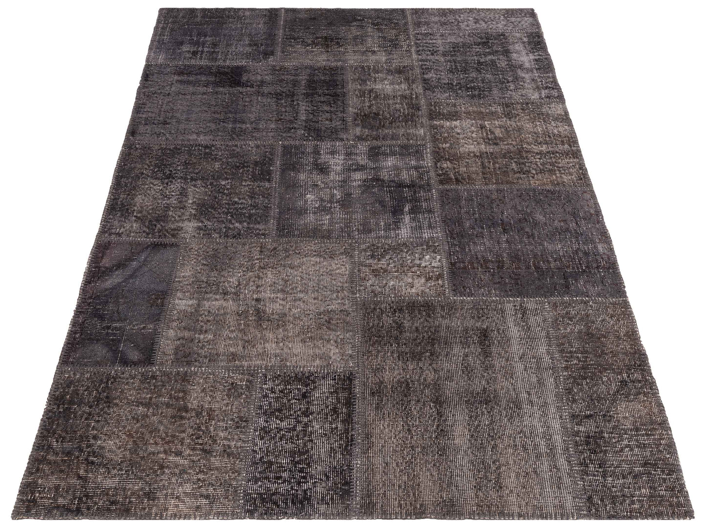 Turkish Vestige Patchwork 131029 Dark Gray Dark Gray 4.11x8 Hand Knotted Rug