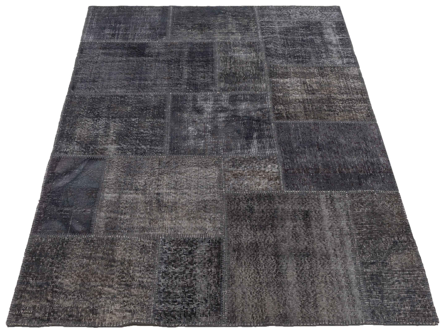 Turkish Vestige Patchwork 131029 Dark Gray Dark Gray 4.11x8 Hand Knotted Rug
