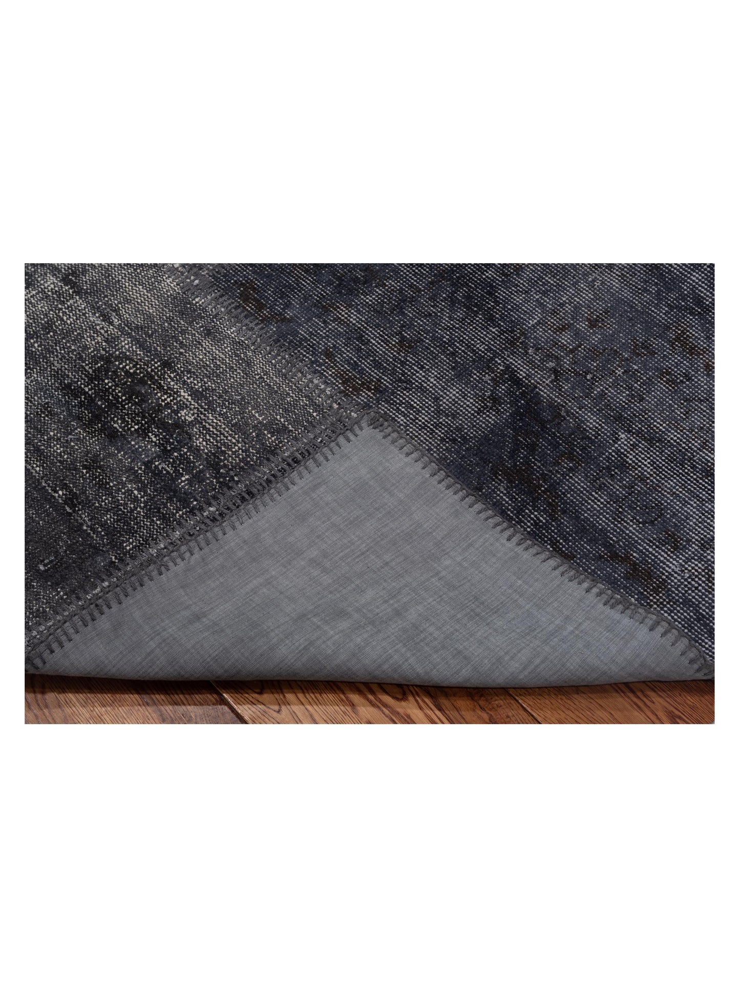 Turkish Vestige Patchwork 131029 Dark Gray Dark Gray 4.11x8 Hand Knotted Rug