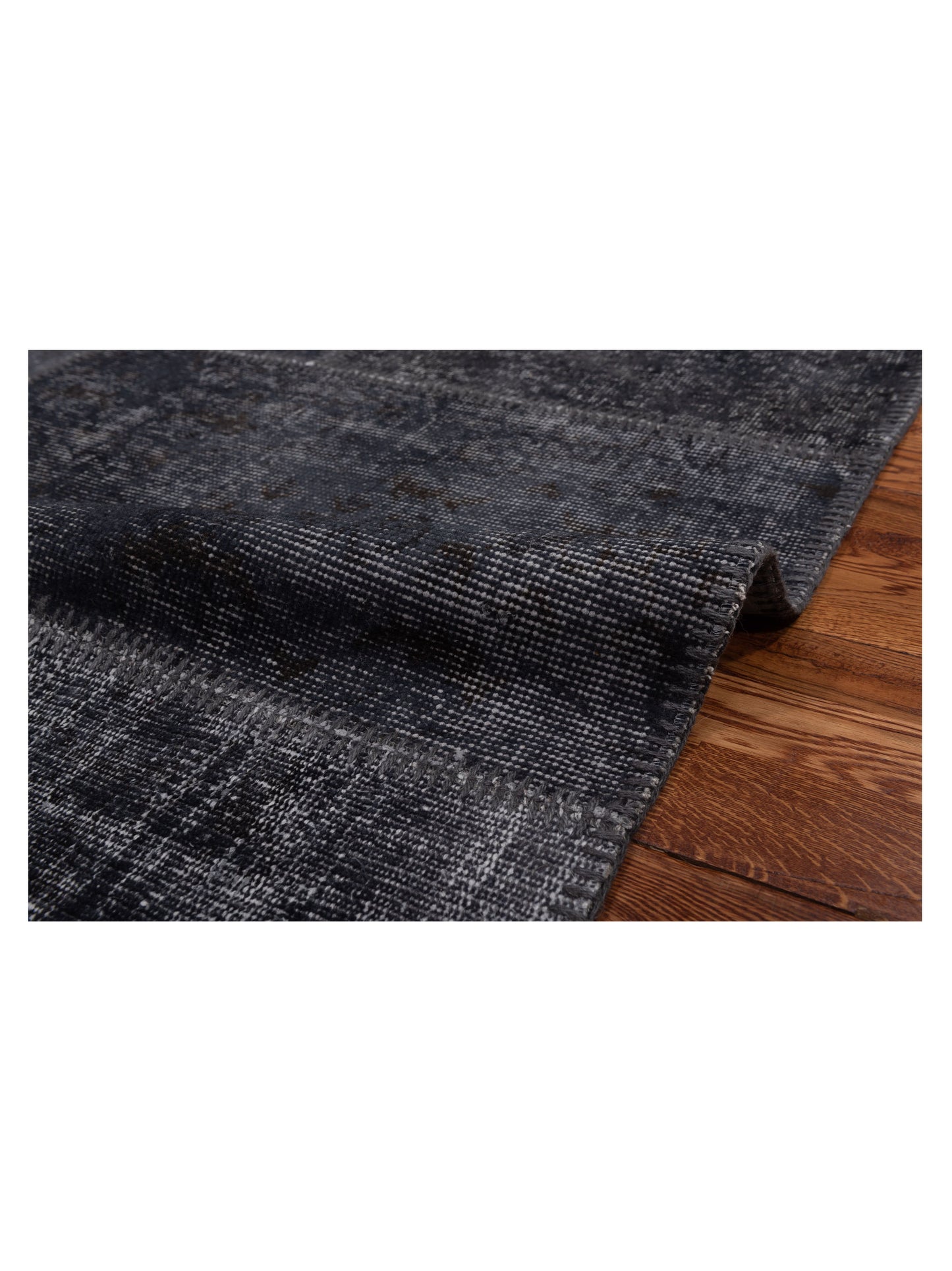 Turkish Vestige Patchwork 131029 Dark Gray Dark Gray 4.11x8 Hand Knotted Rug