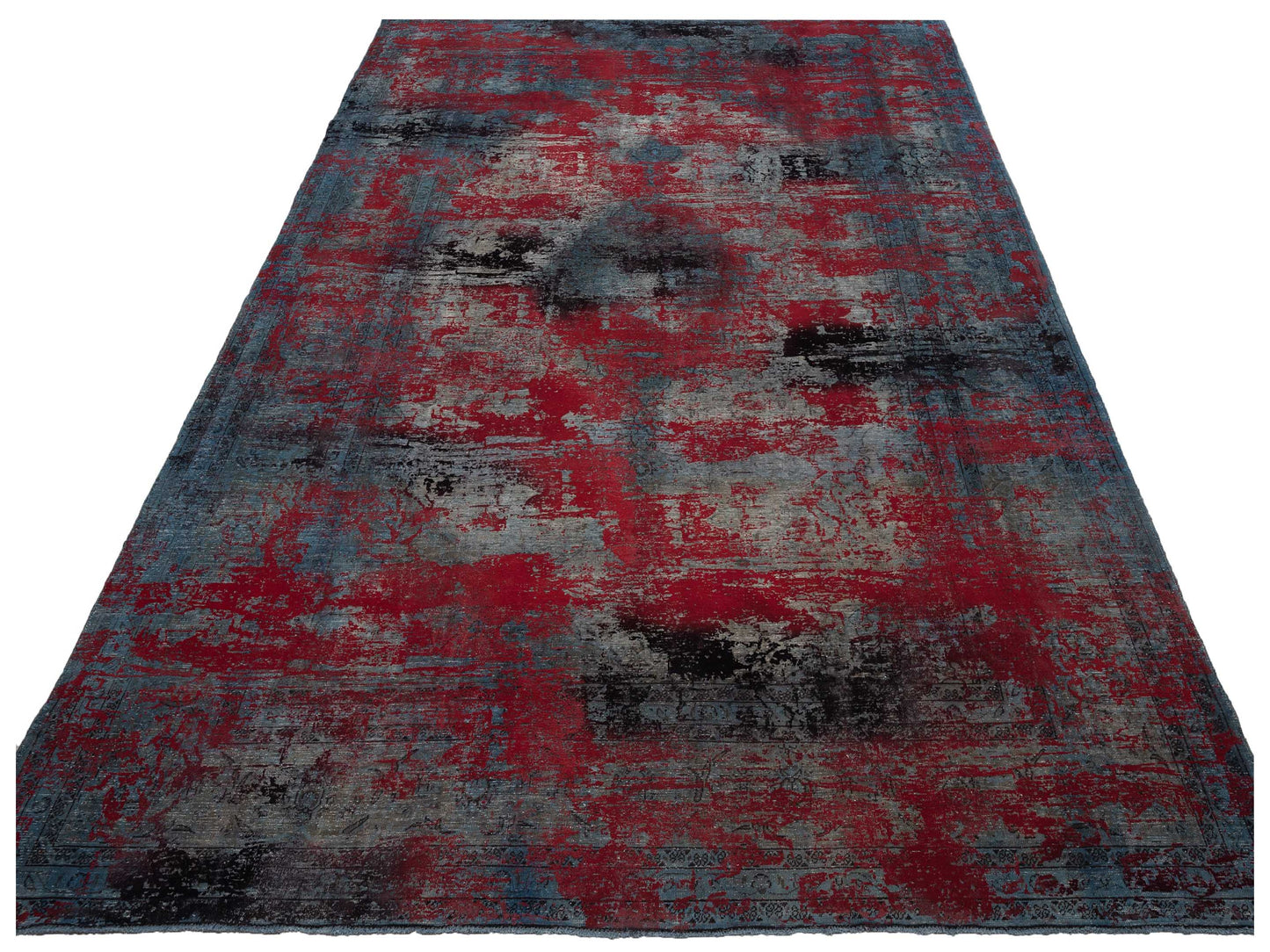 Vintage 133108 Gray Red 9.9x13.8 Hand Knotted Rug