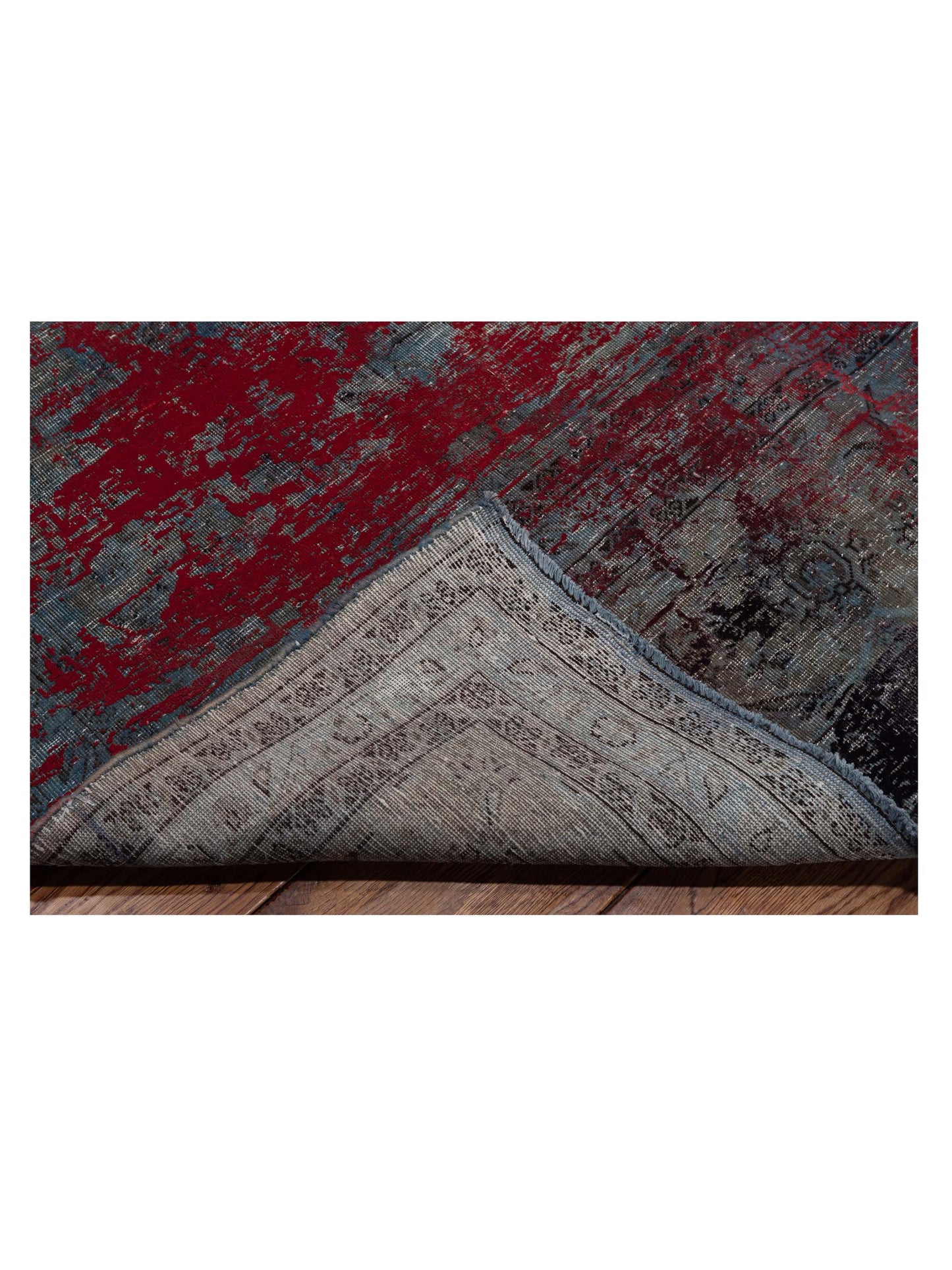 Vintage 133108 Gray Red 9.9x13.8 Hand Knotted Rug