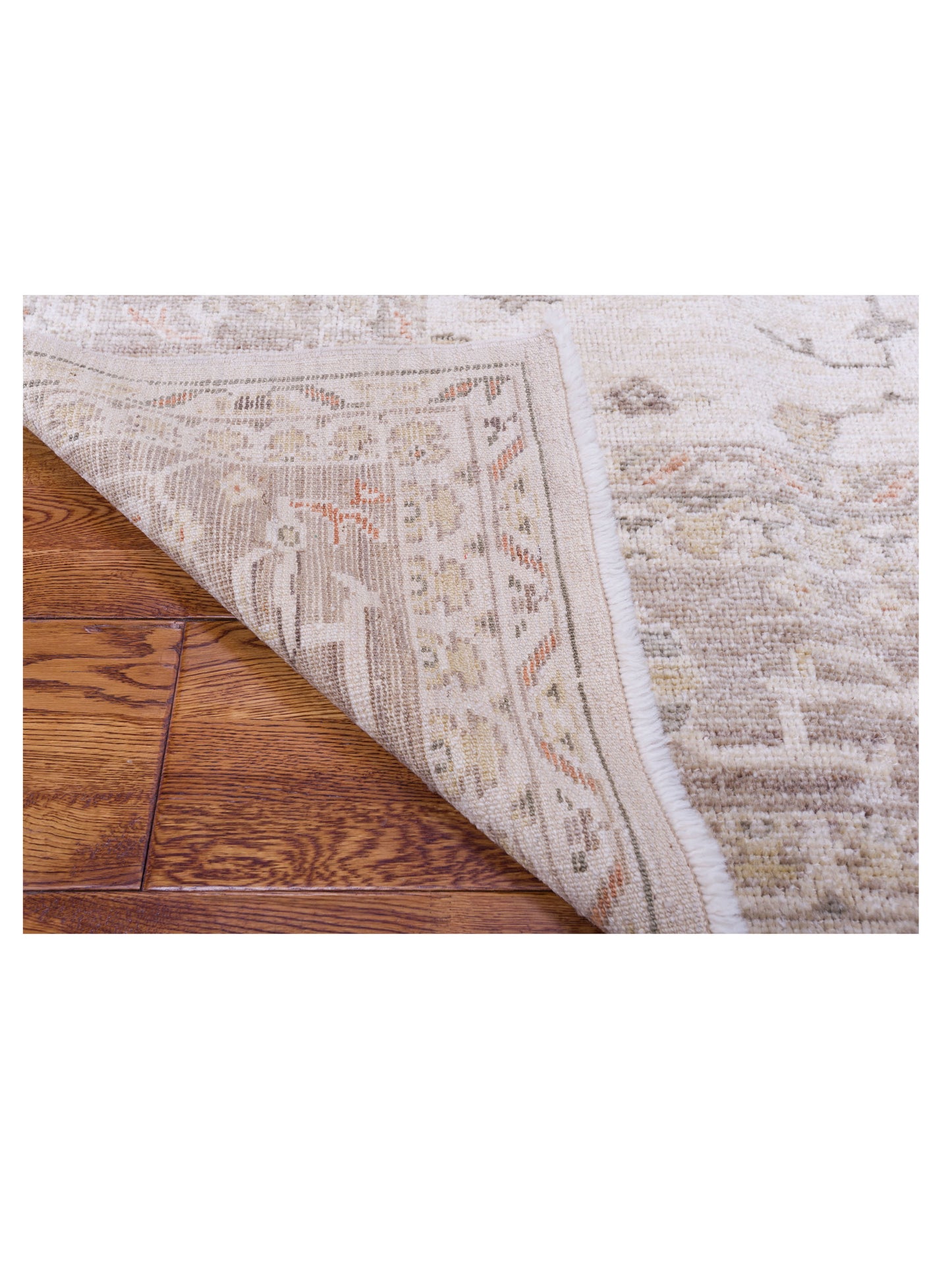 Angora Oushak 139237 Ivory Brown 8.4x10.1 Hand Knotted Rug