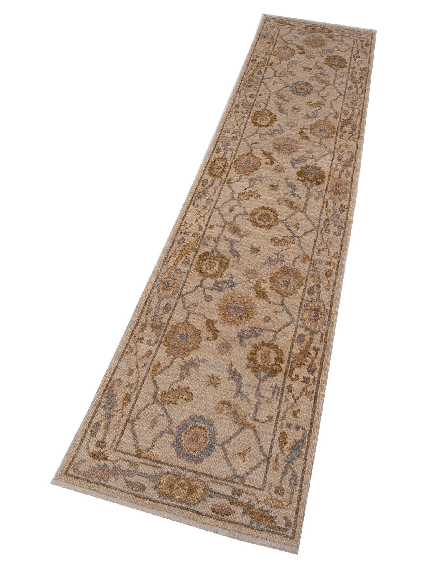 Angora Oushak 141227 Ivory Ivory 2.9x11.7 Hand Knotted Rug