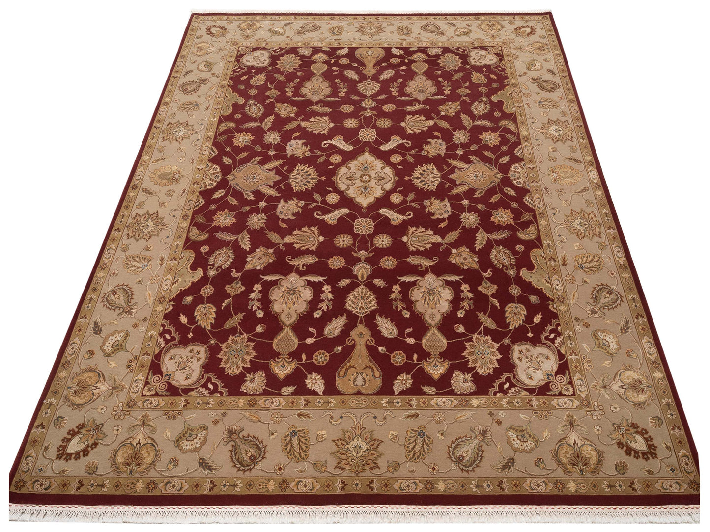 Imperial Silk 141436 Red Cream 8.1x10 Hand Knotted Rug
