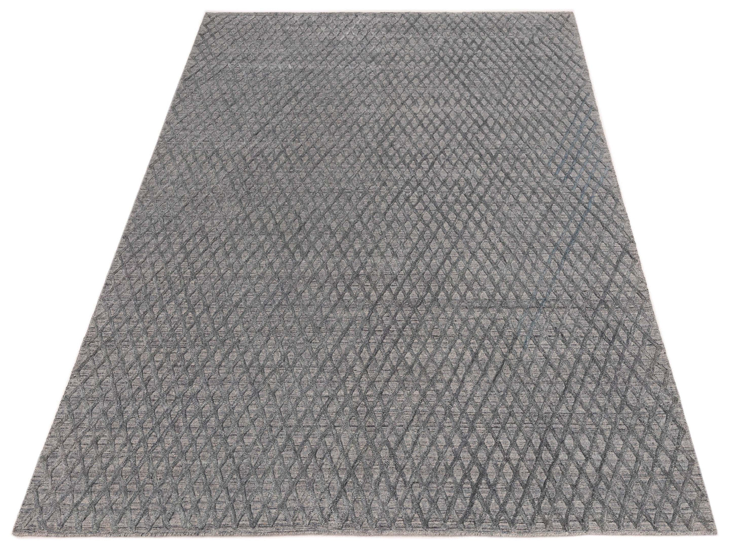 Himalayan 142592 Gray Blue Gray Blue 6.1x8.10 Hand Knotted Rug