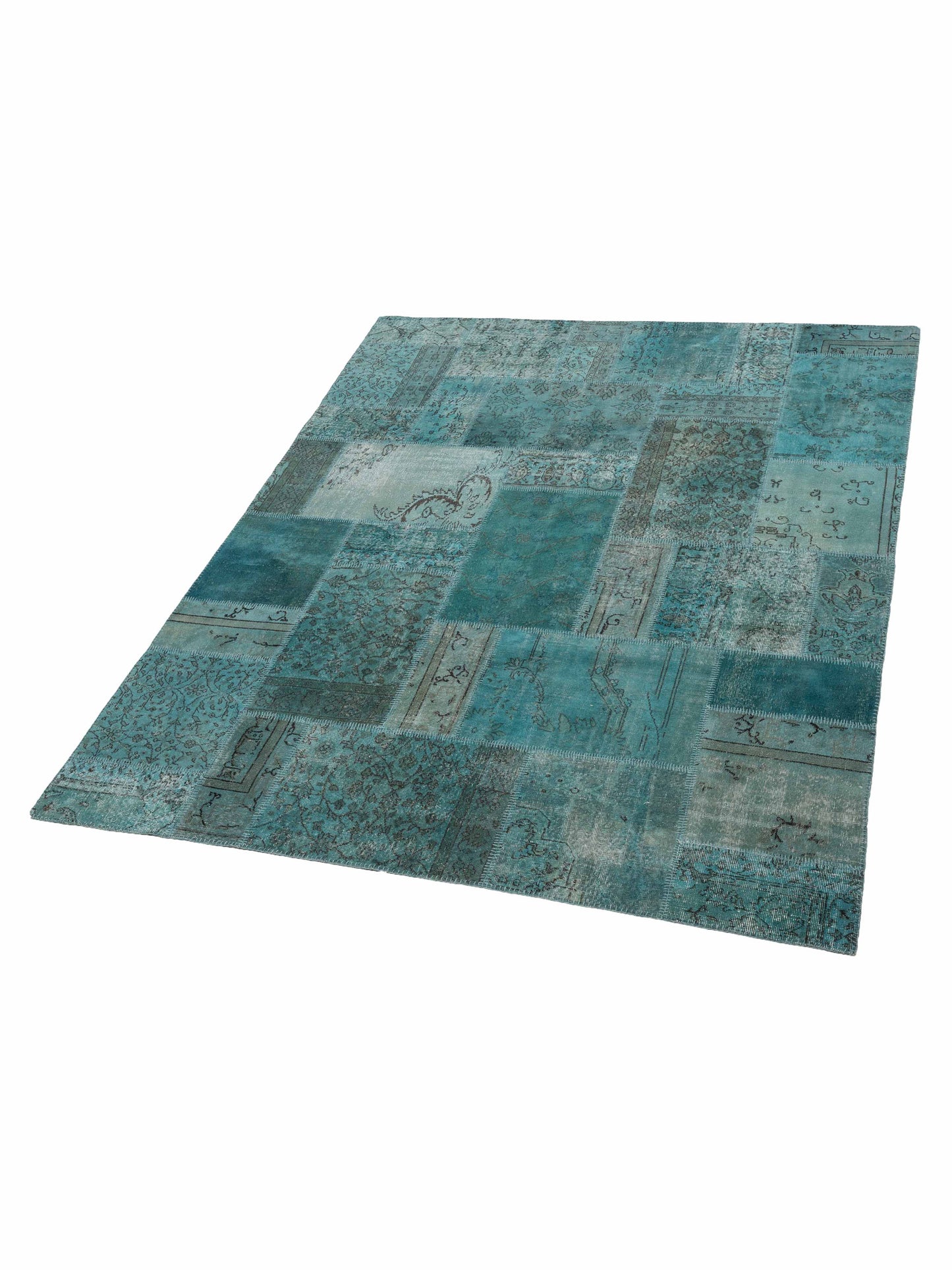 Turkish Vestige Patchwork 142751 Turquoise 8.3x9.11 Hand Knotted Rug