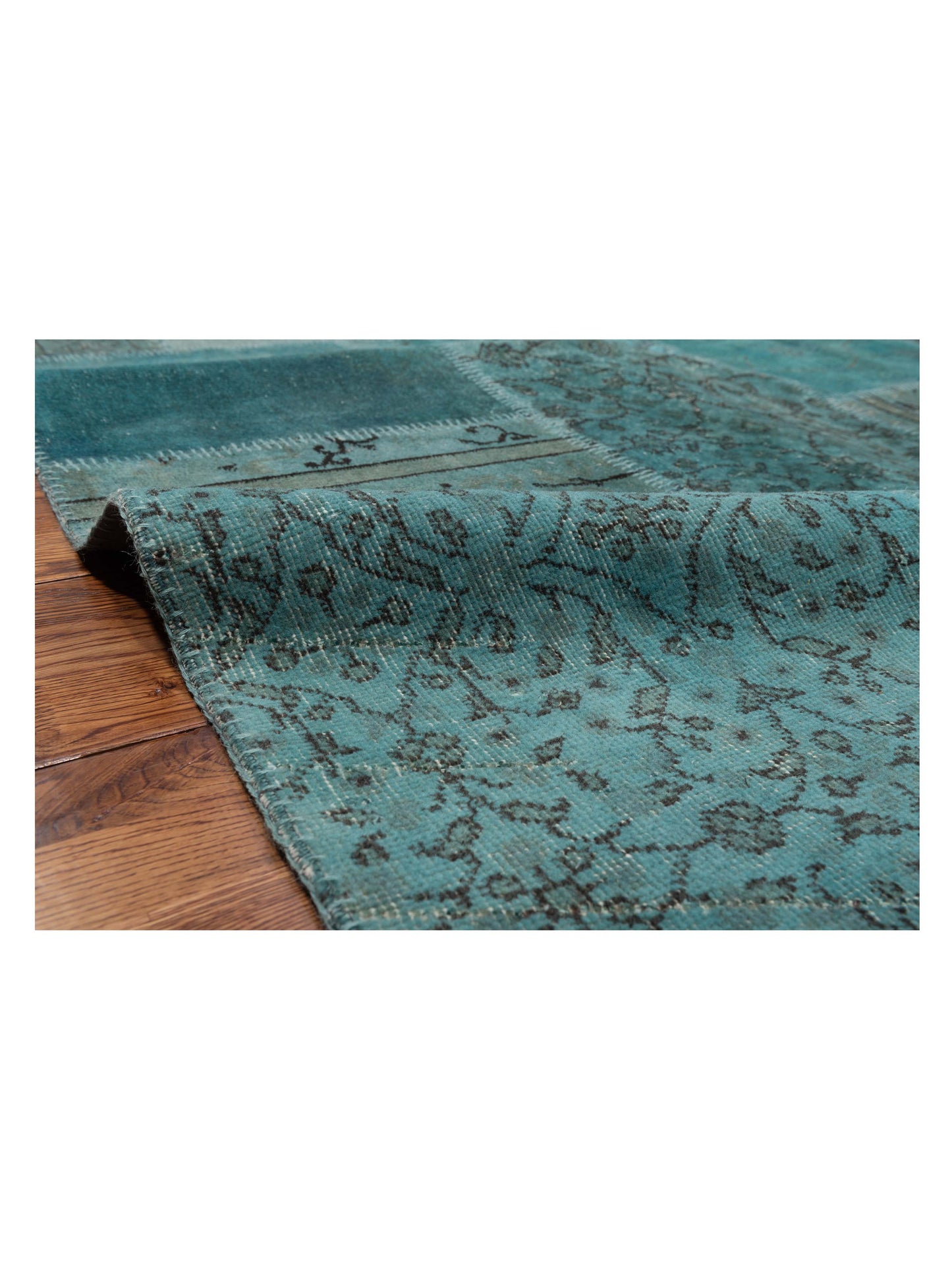 Turkish Vestige Patchwork 142751 Turquoise 8.3x9.11 Hand Knotted Rug