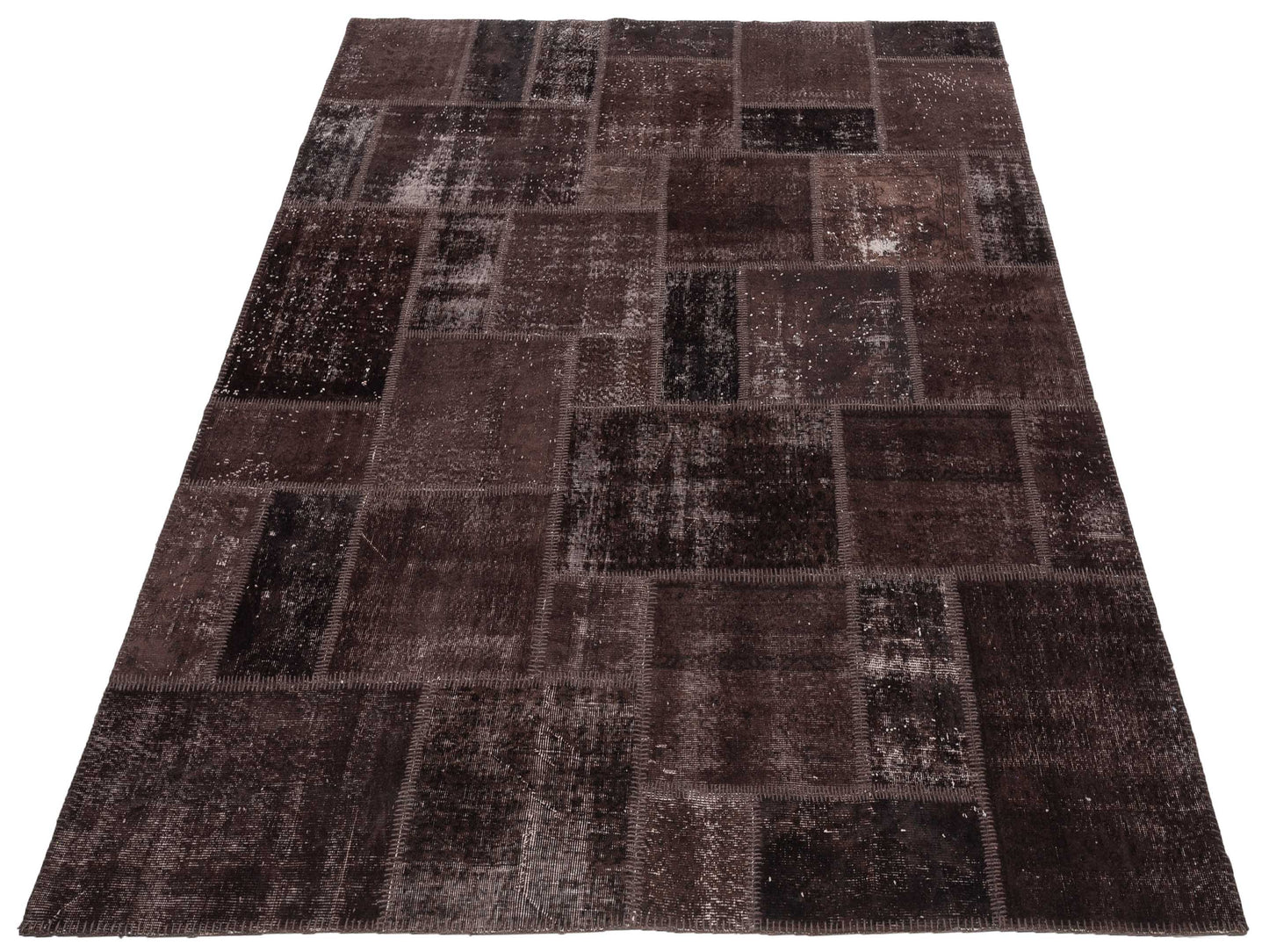 Turkish Vestige Patchwork 142759 Dark Brown 8.2x9.10 Hand Knotted Rug