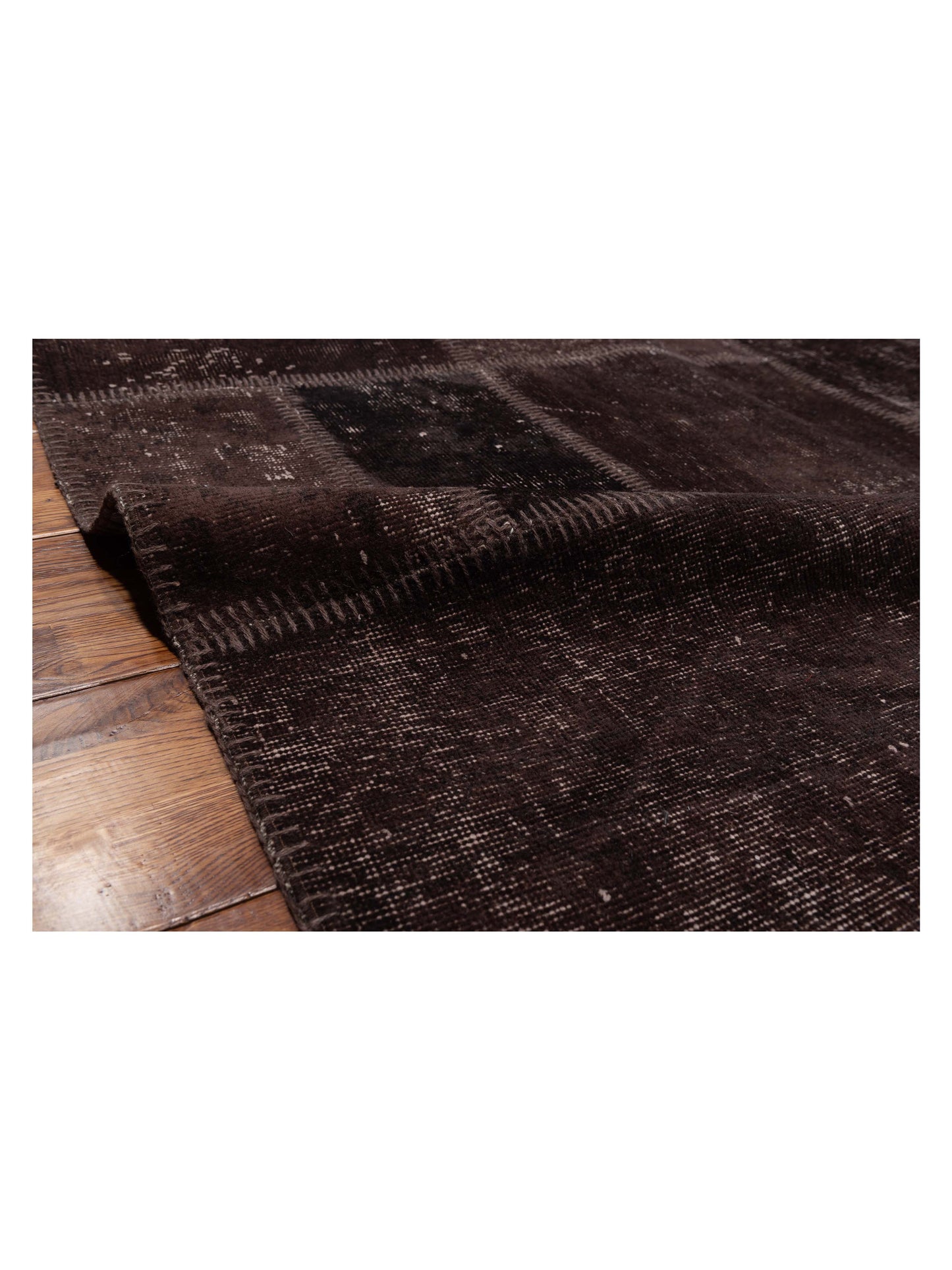 Turkish Vestige Patchwork 142759 Dark Brown 8.2x9.10 Hand Knotted Rug