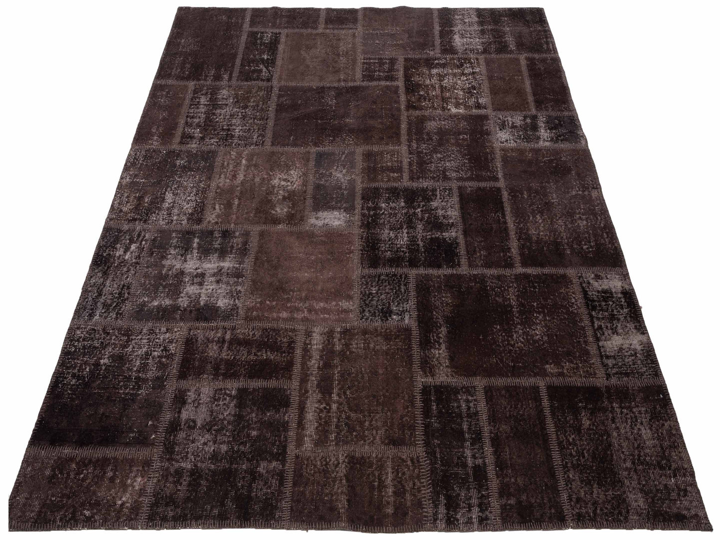 Turkish Vestige Patchwork 142762 Dark Brown 8.2x9.10 Hand Knotted Rug