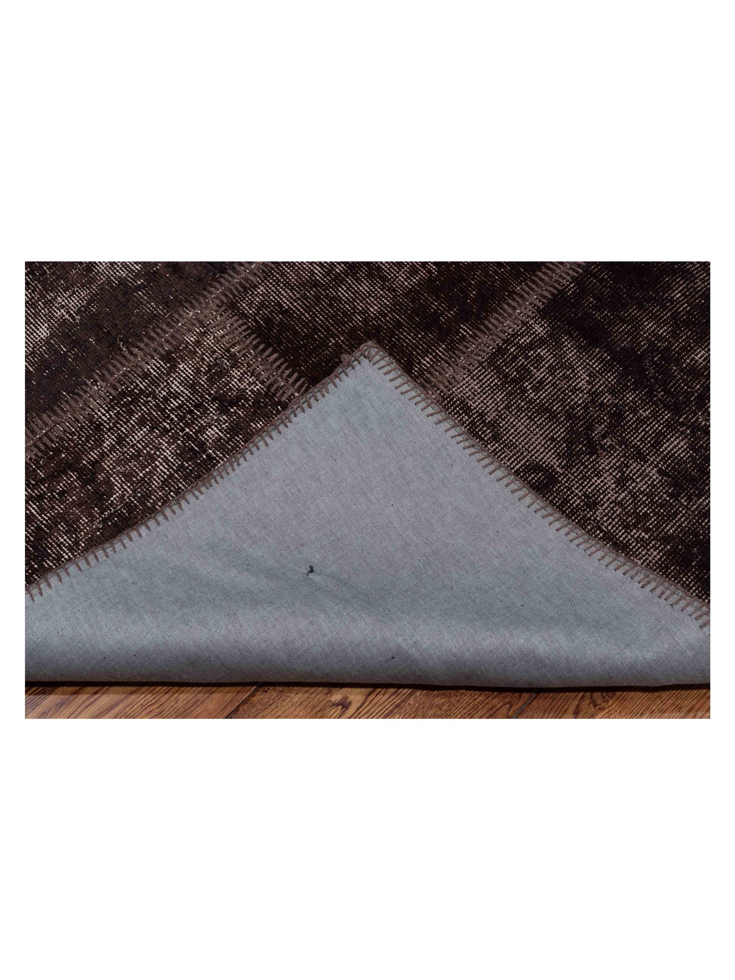 Turkish Vestige Patchwork 142762 Dark Brown 8.2x9.10 Hand Knotted Rug