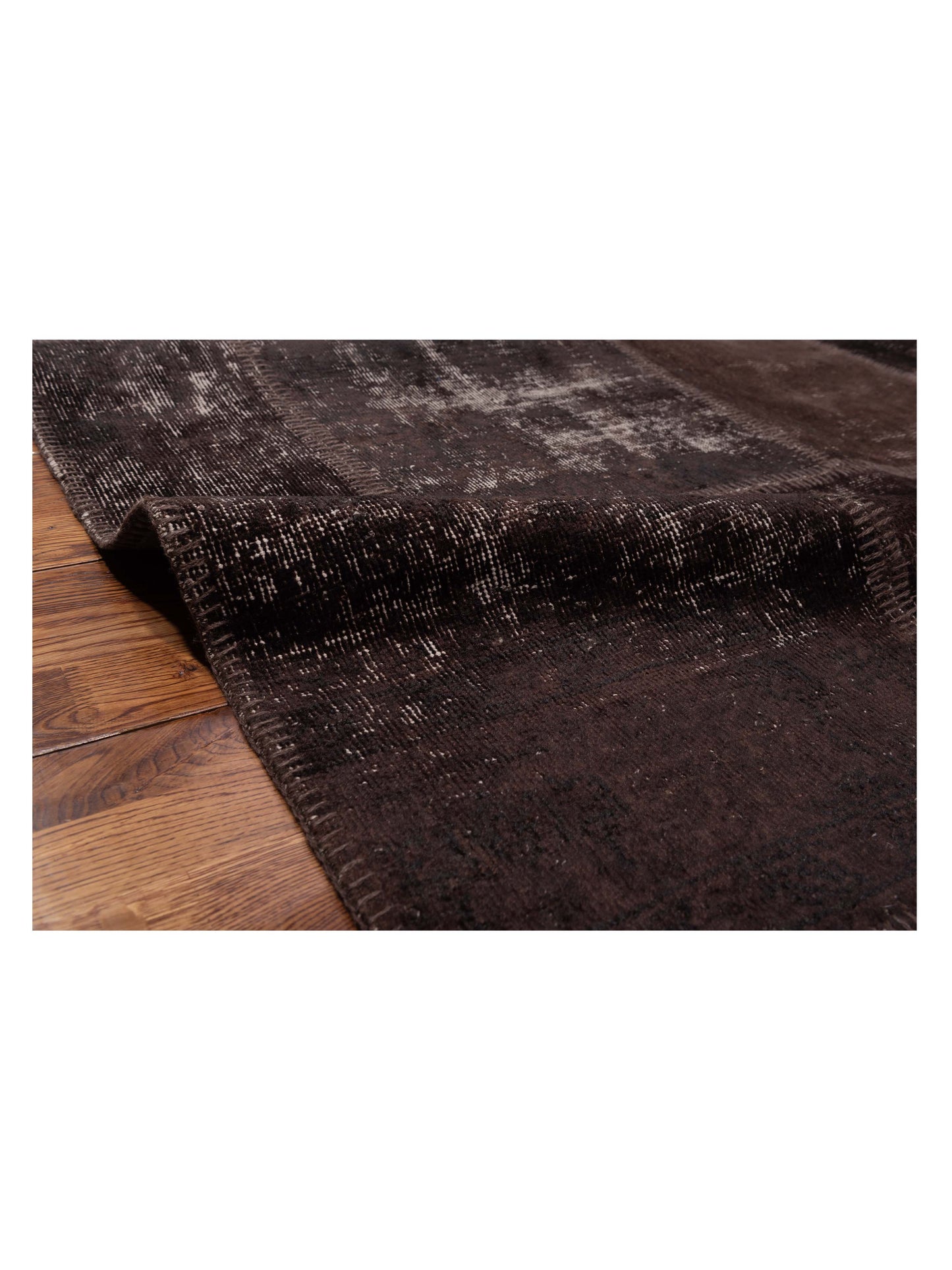 Turkish Vestige Patchwork 142762 Dark Brown 8.2x9.10 Hand Knotted Rug
