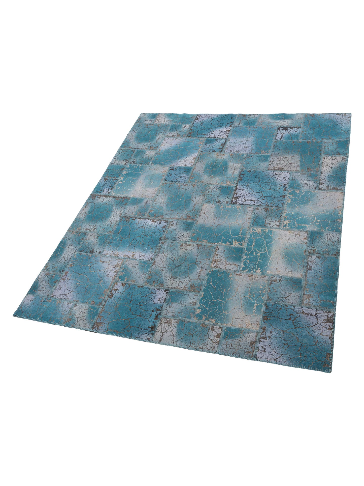 Turkish Vestige Patchwork 142776 Turquoise 8.3x9.10 Hand Knotted Rug