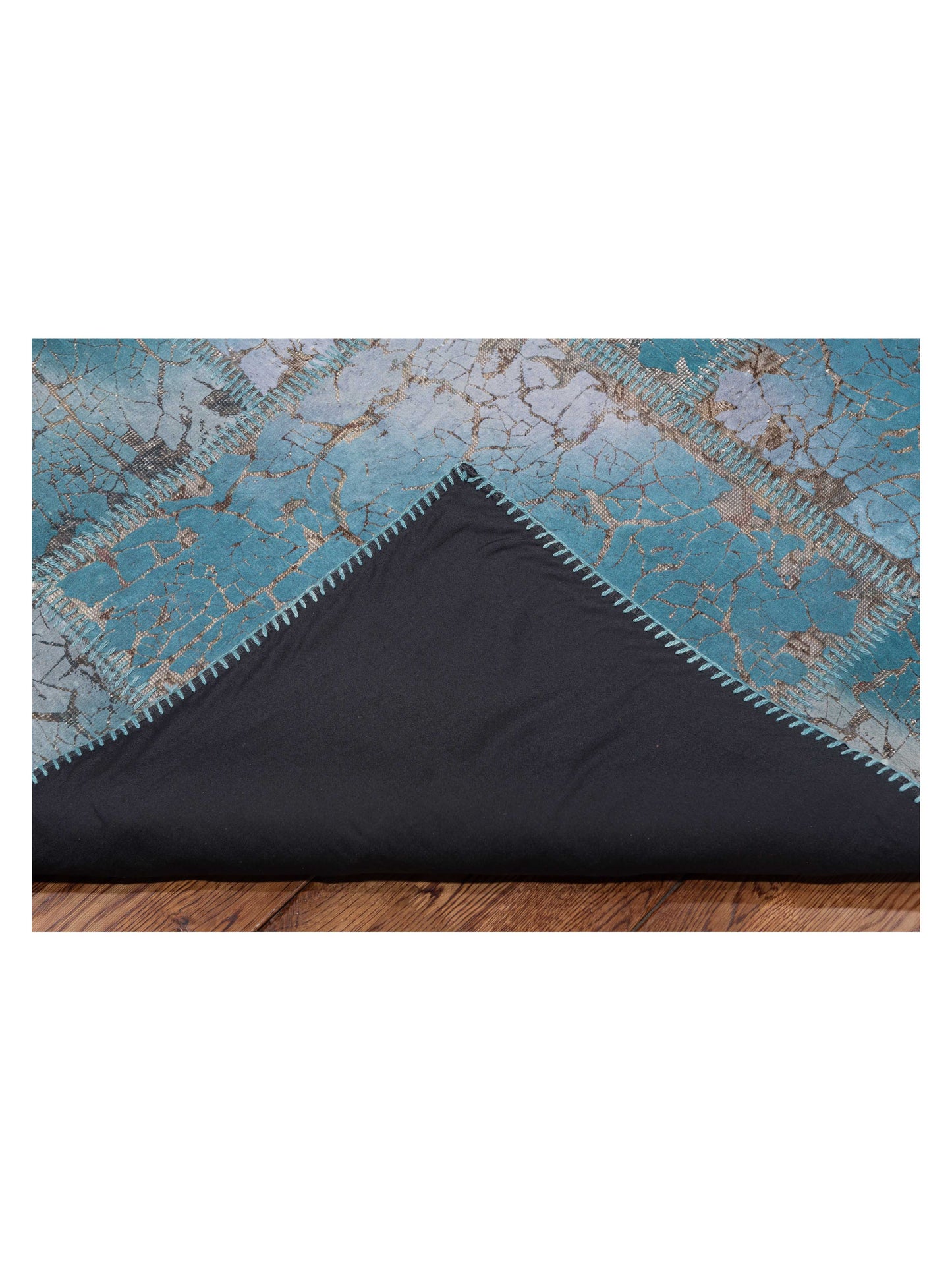Turkish Vestige Patchwork 142776 Turquoise 8.3x9.10 Hand Knotted Rug