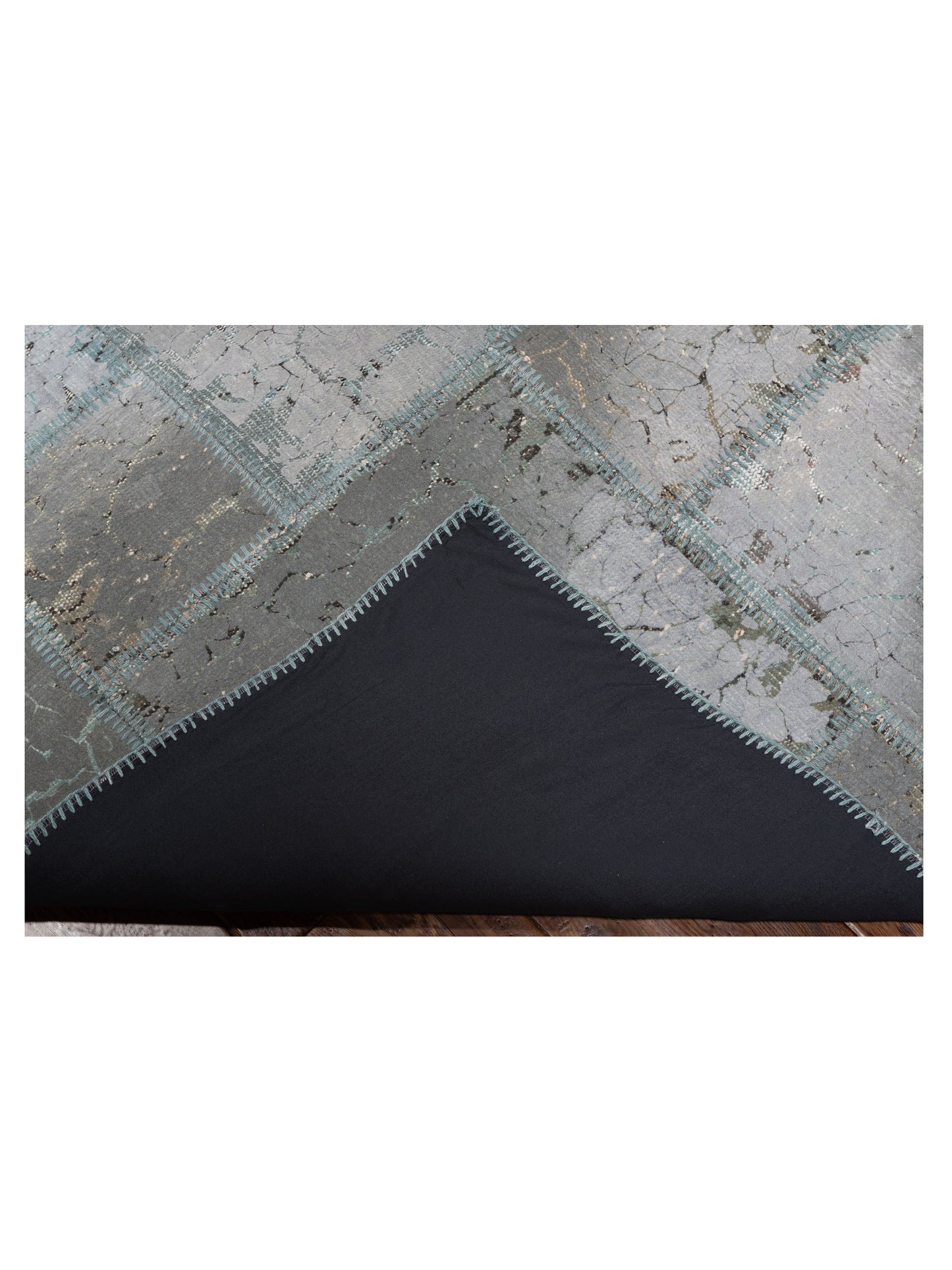 Turkish Vestige Patchwork 142781 Gray 8.3x9.1 Hand Knotted Rug