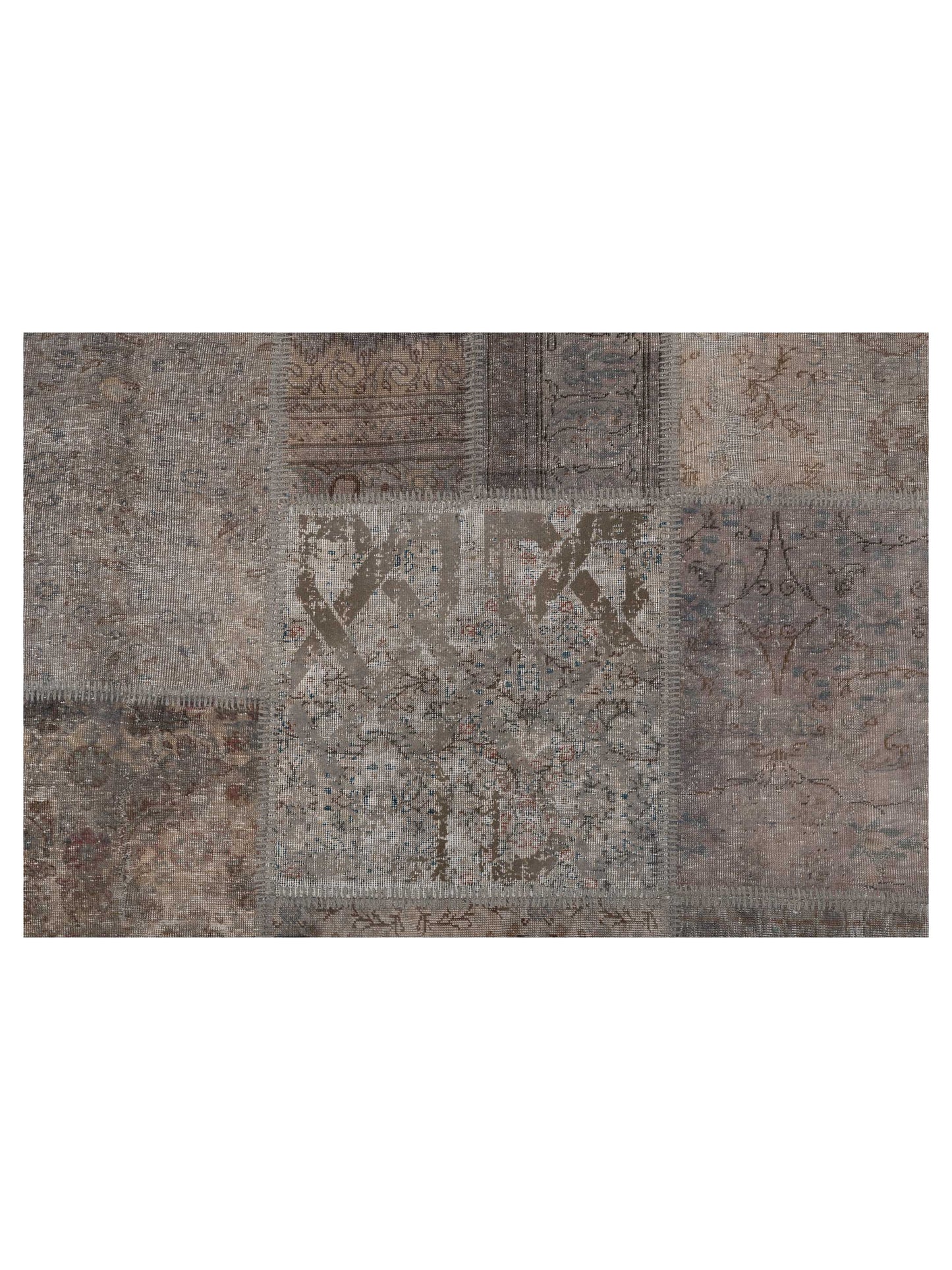 Turkish Vestige Patchwork 142795 Silver 8.3x9.1 Hand Knotted Rug