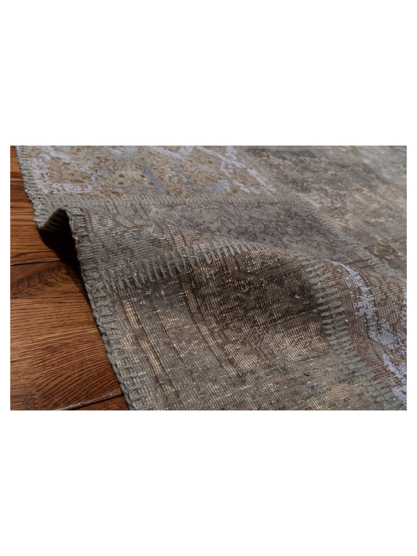 Turkish Vestige Patchwork 142795 Silver 8.3x9.1 Hand Knotted Rug