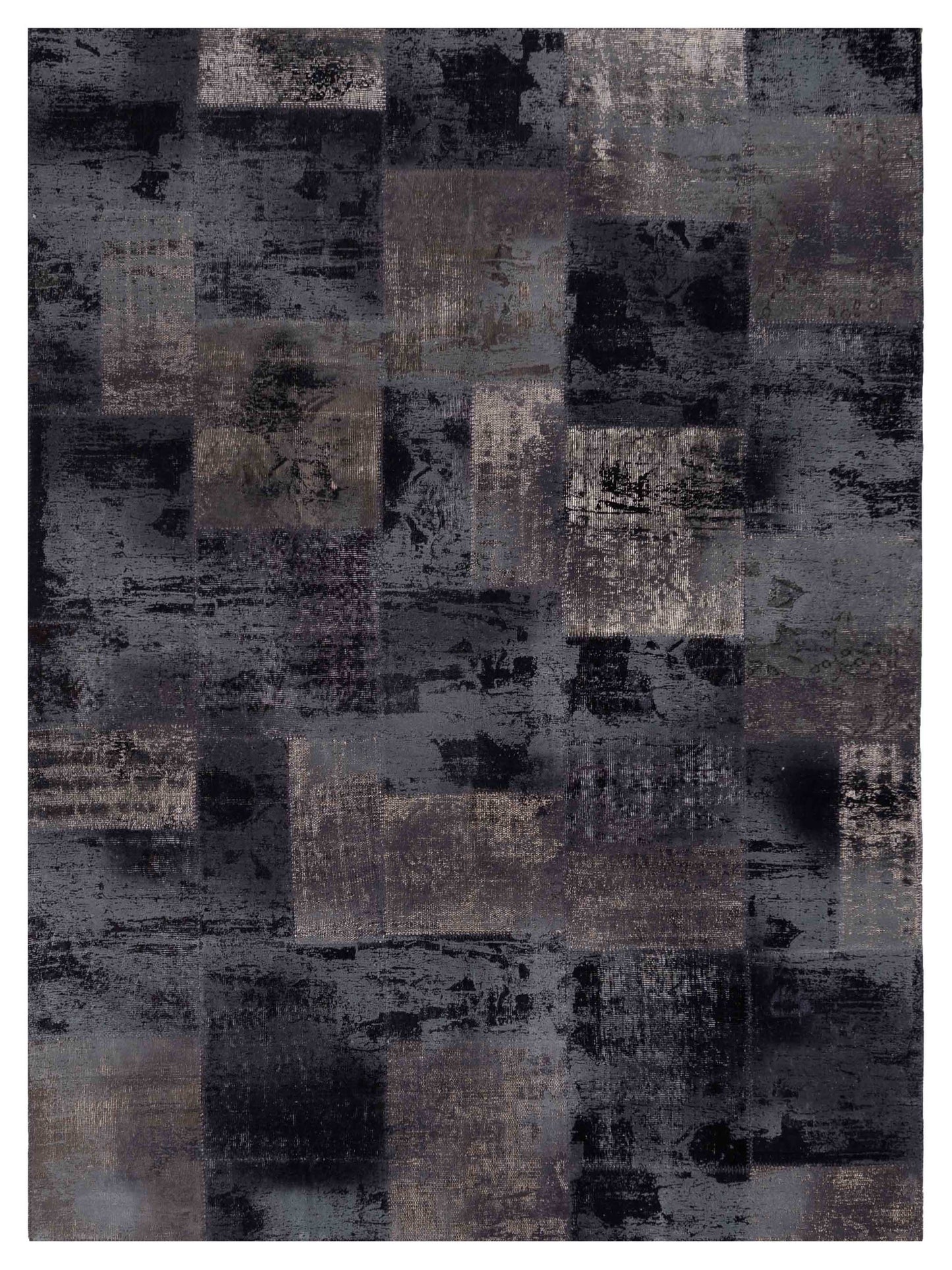 Pasha Turkish Vestige Patchwork  Black Gray Contemporary