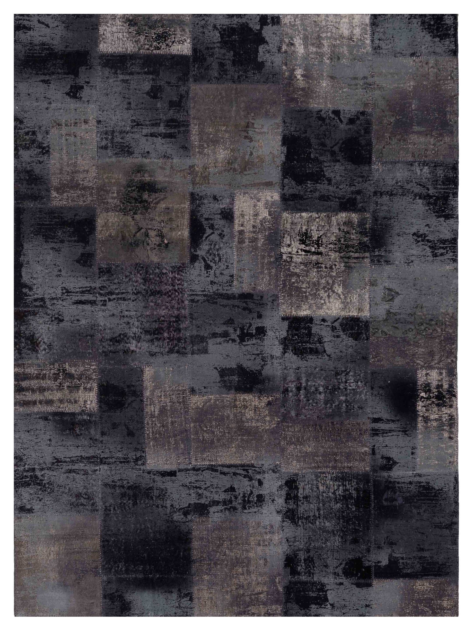 Pasha Turkish Vestige Patchwork  Black Gray Contemporary