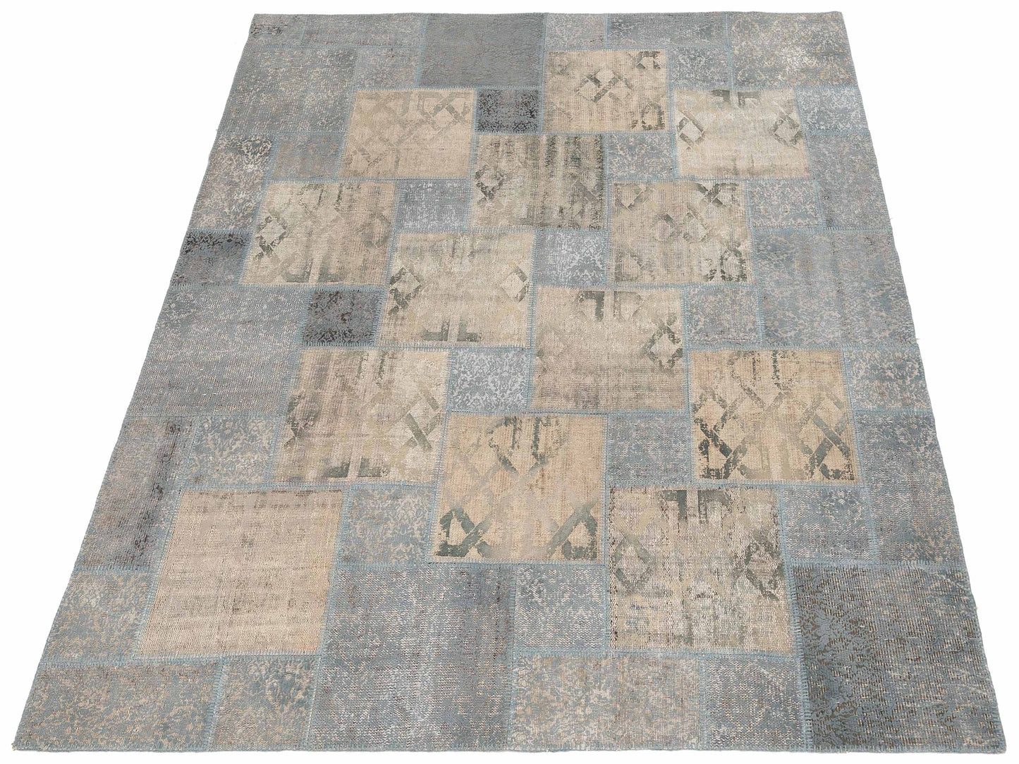Turkish Vestige Patchwork 142812 Light Blue 8.3x9.11 Hand Knotted Rug