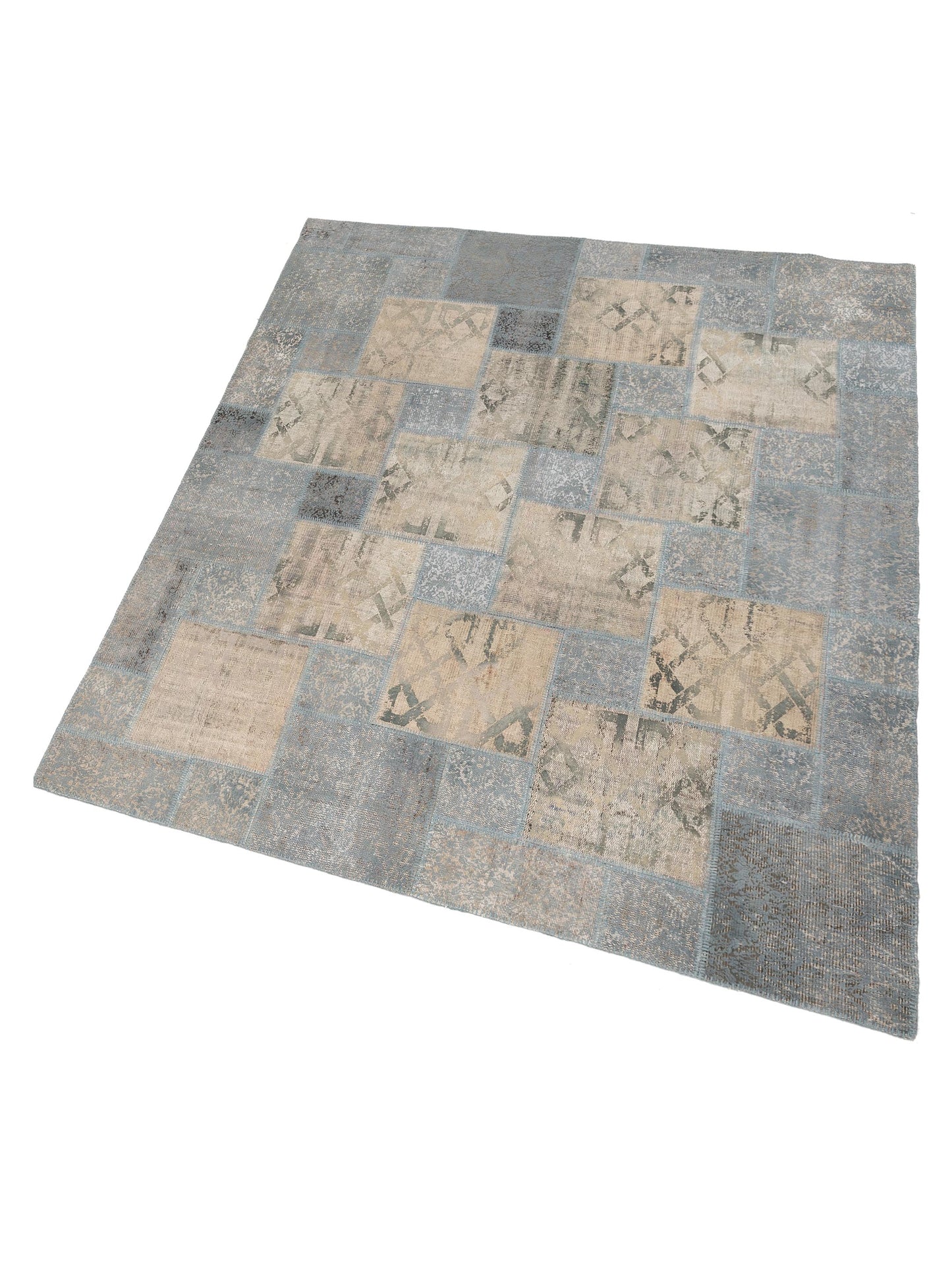 Turkish Vestige Patchwork 142812 Light Blue 8.3x9.11 Hand Knotted Rug