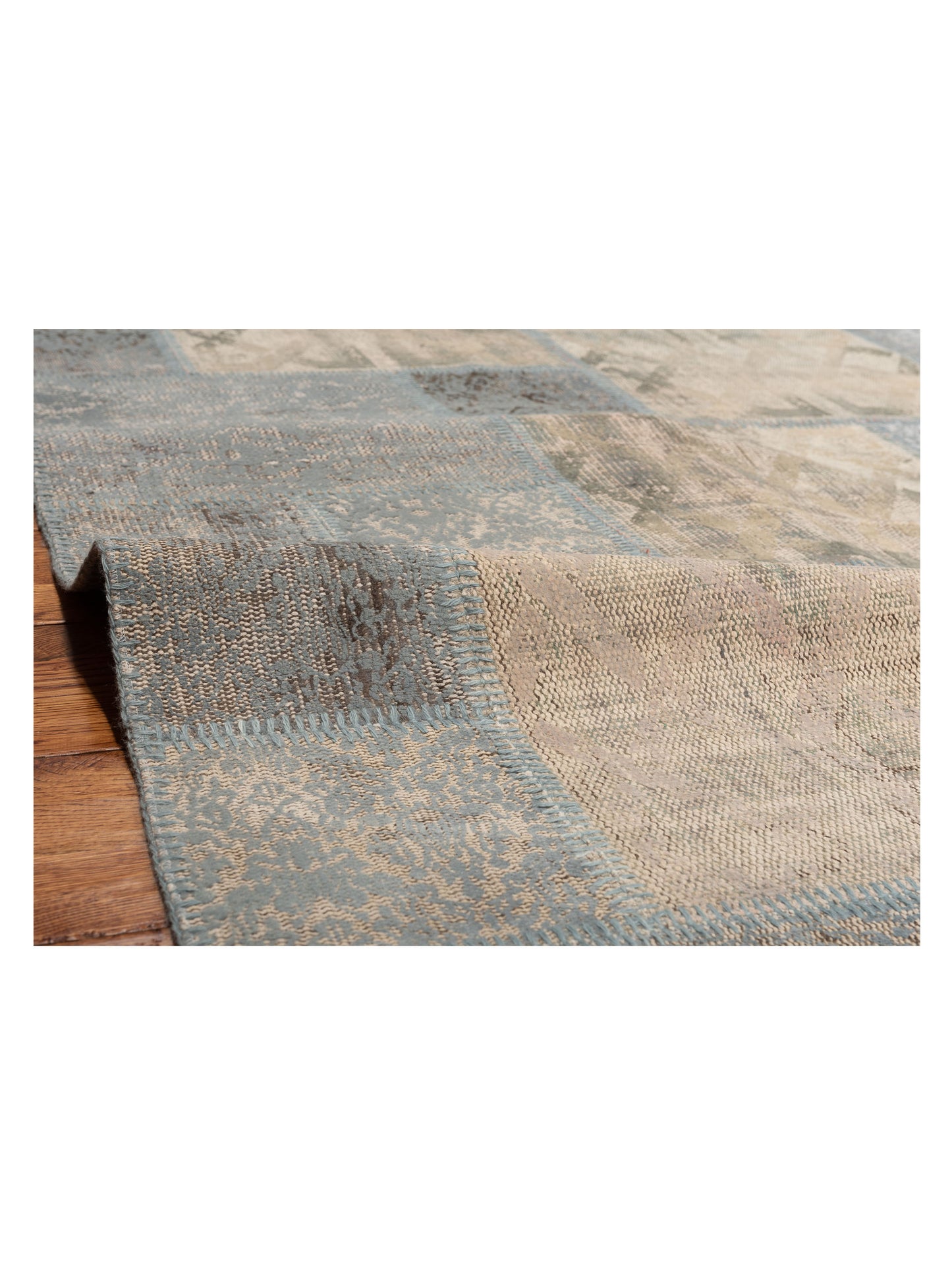 Turkish Vestige Patchwork 142812 Light Blue 8.3x9.11 Hand Knotted Rug