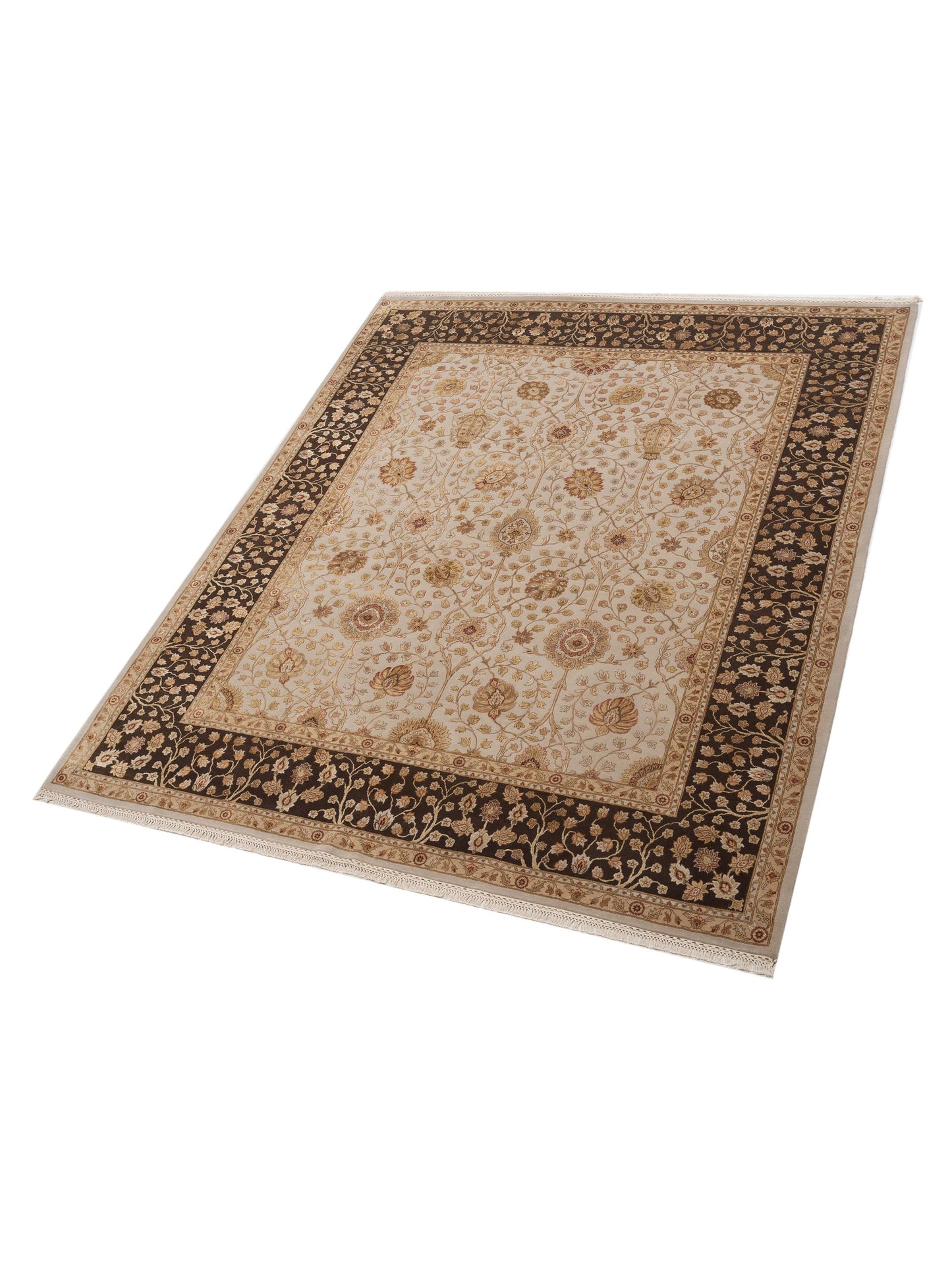 Imperial Silk 145040 Ivory Brown 8.2x9.9 Hand Knotted Rug
