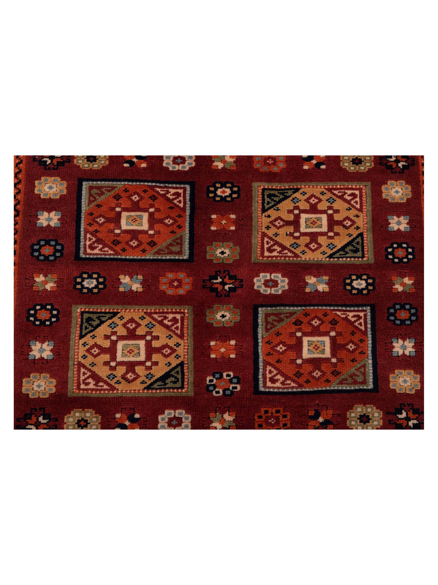 Turkish Shirwan 145140 Red Ivory 3.9x5 Hand Knotted Rug